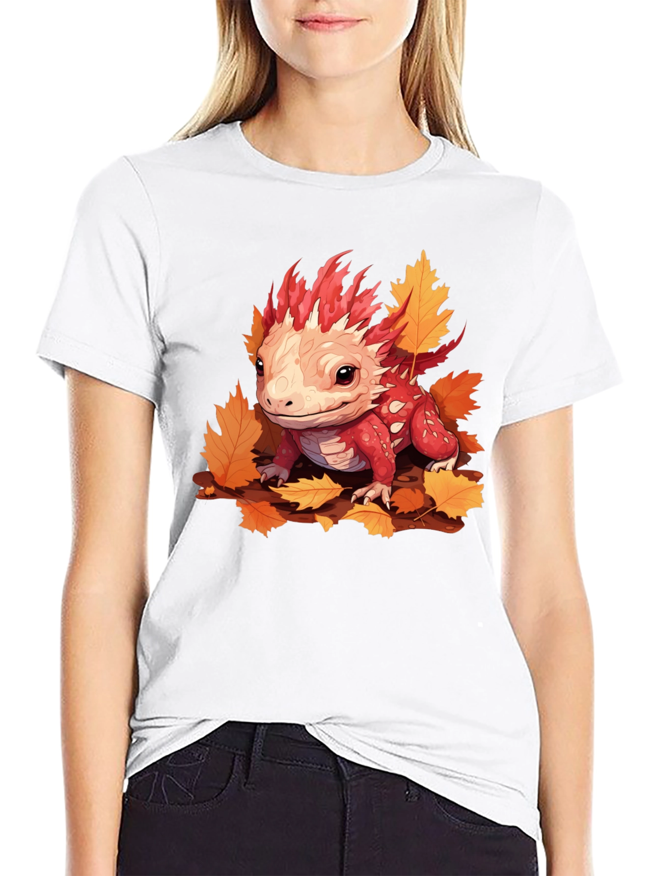 Axolotl Fall Leaves Graphic Tee
