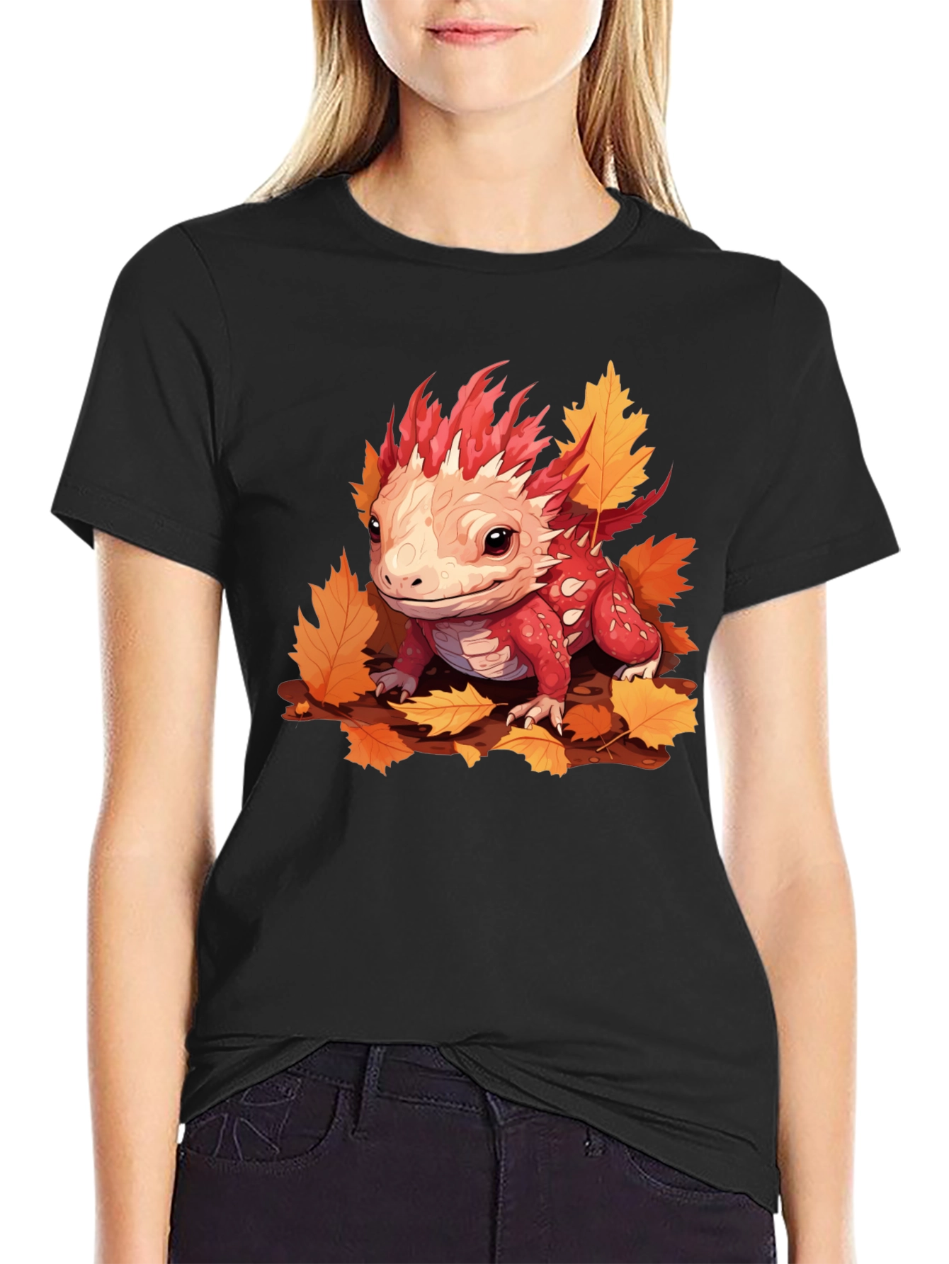 Axolotl Fall Leaves Graphic Tee