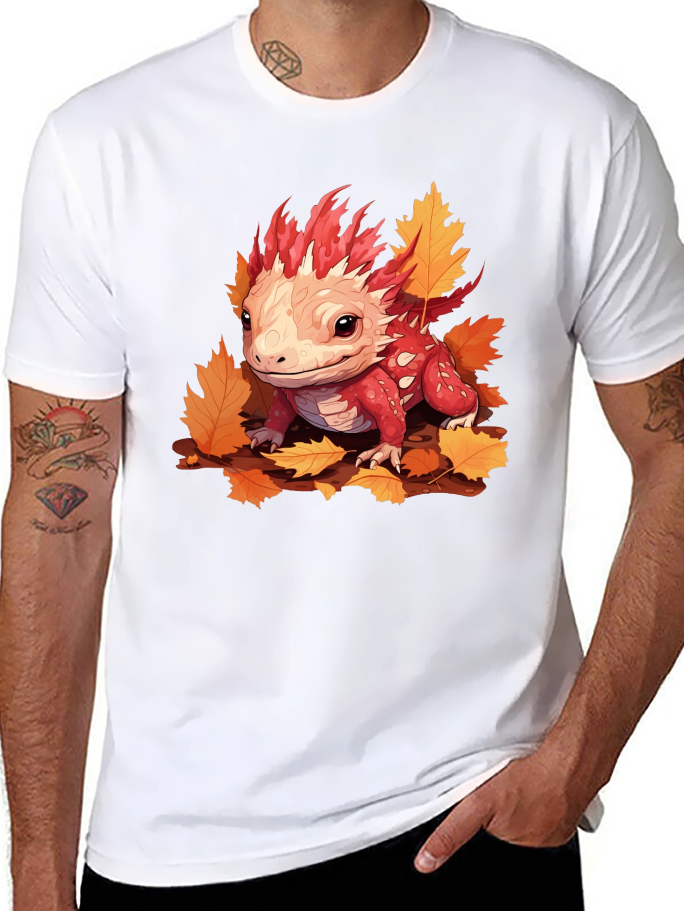 Axolotl Fall Leaves Graphic Tee