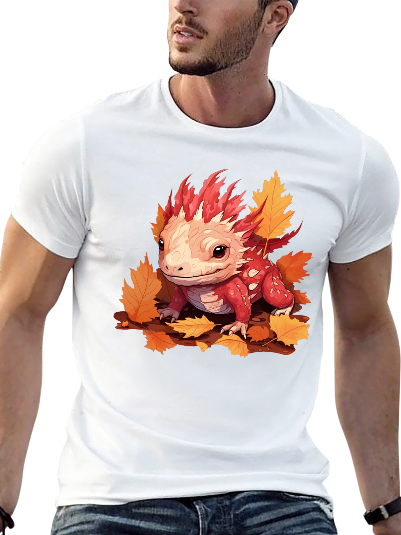 Axolotl Fall Leaves Graphic Tee