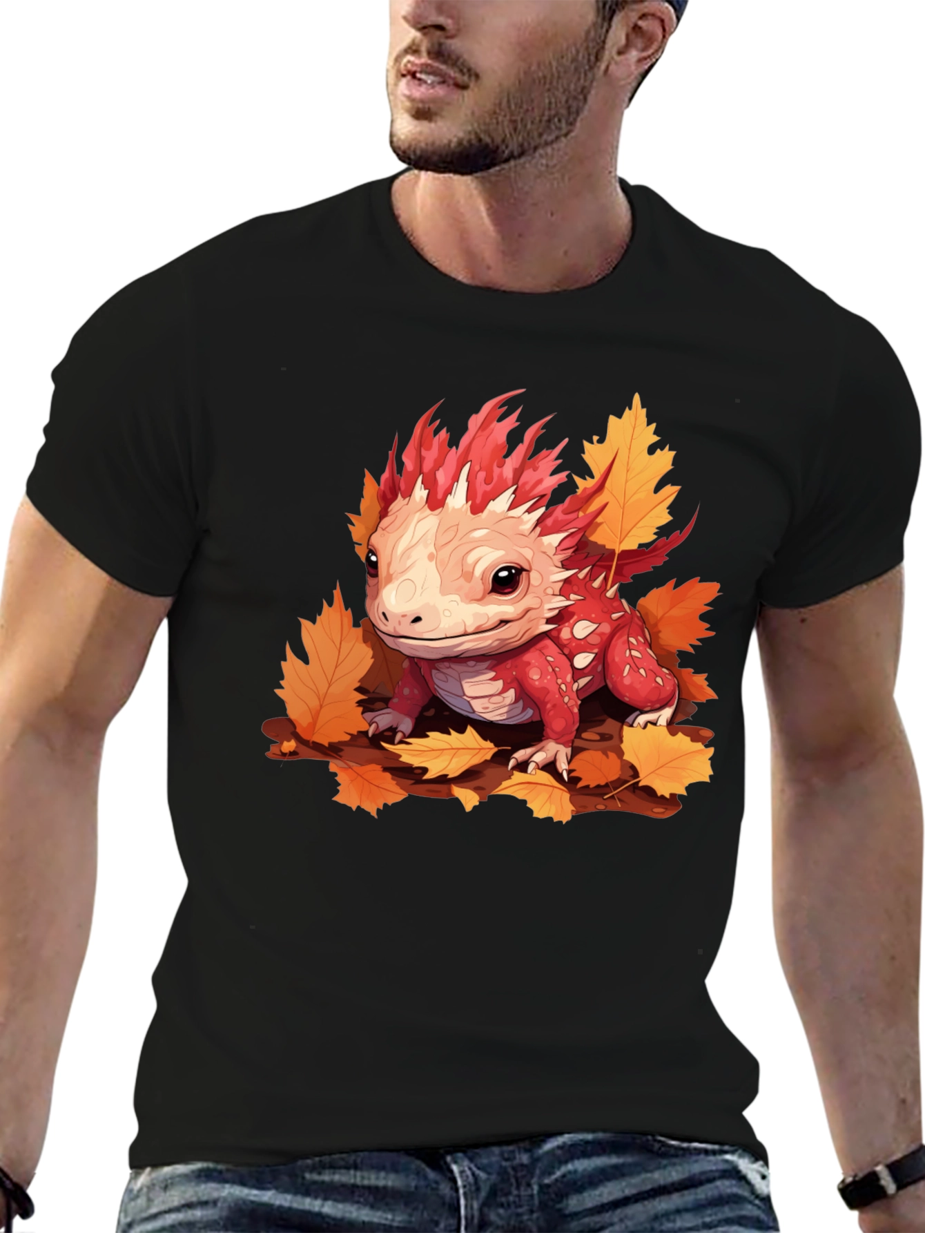 Axolotl Fall Leaves Graphic Tee