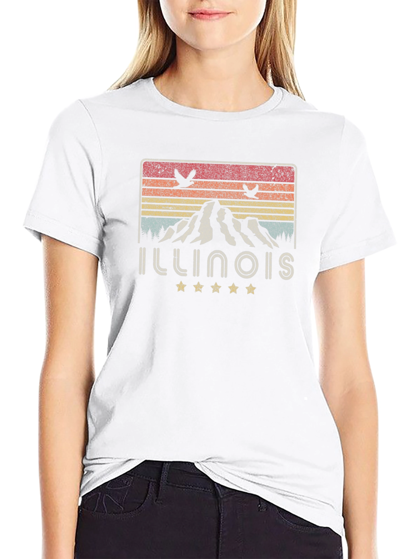 Illinois Retro Mountain Graphic Tee - Black