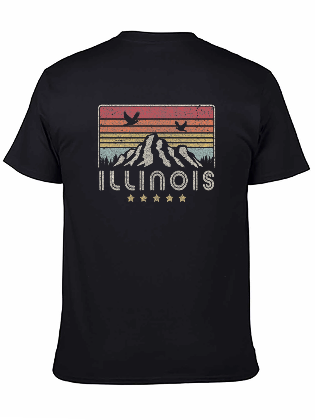 Illinois Retro Mountain Graphic Tee - Black