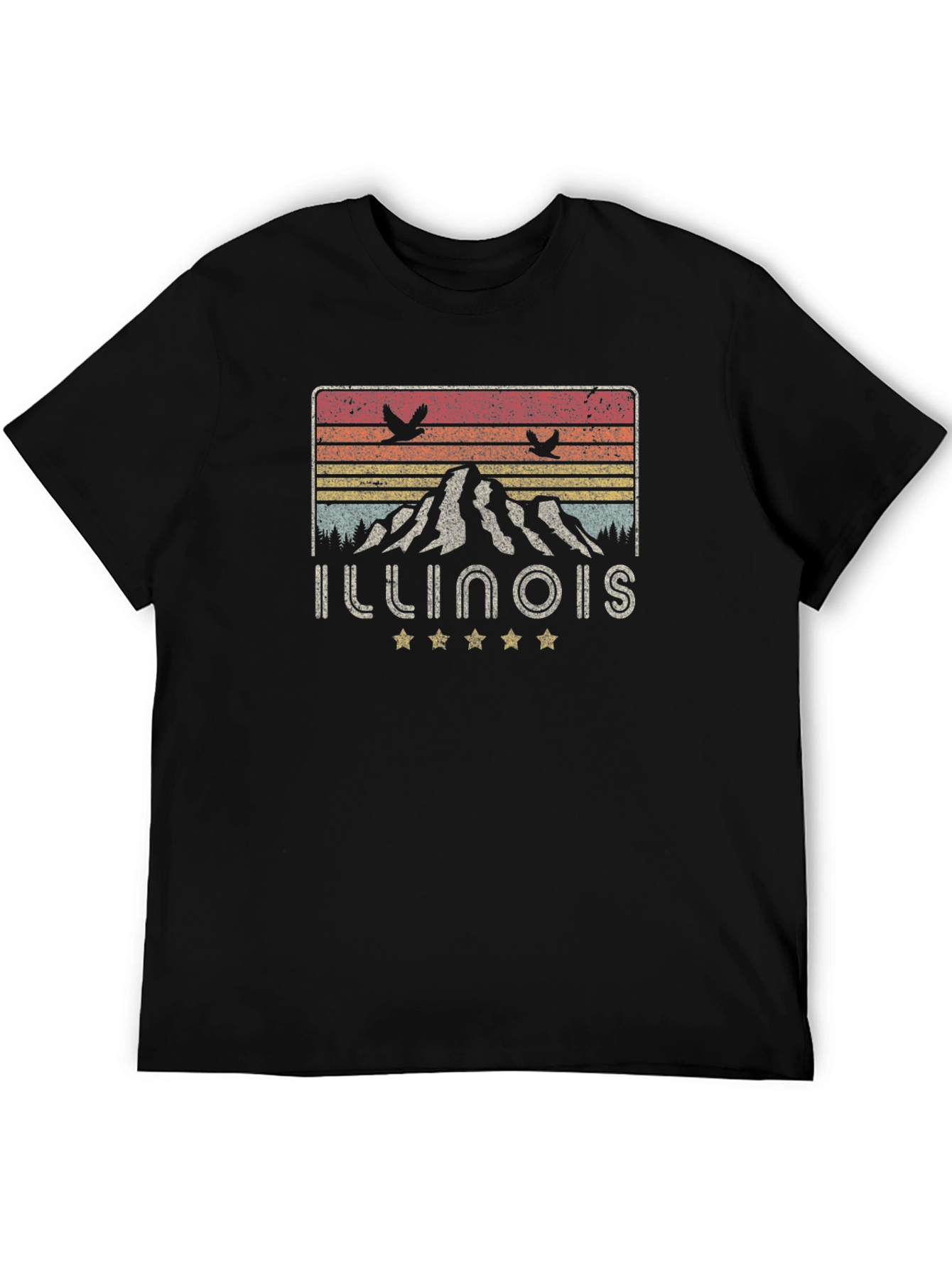 Illinois Retro Mountain Graphic Tee - Black