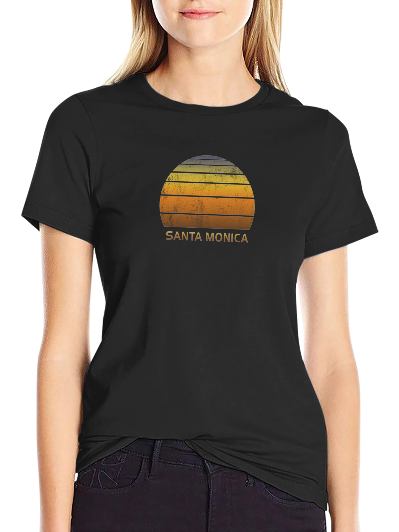 Santa Monica Retro Sunset Graphic T-Shirt