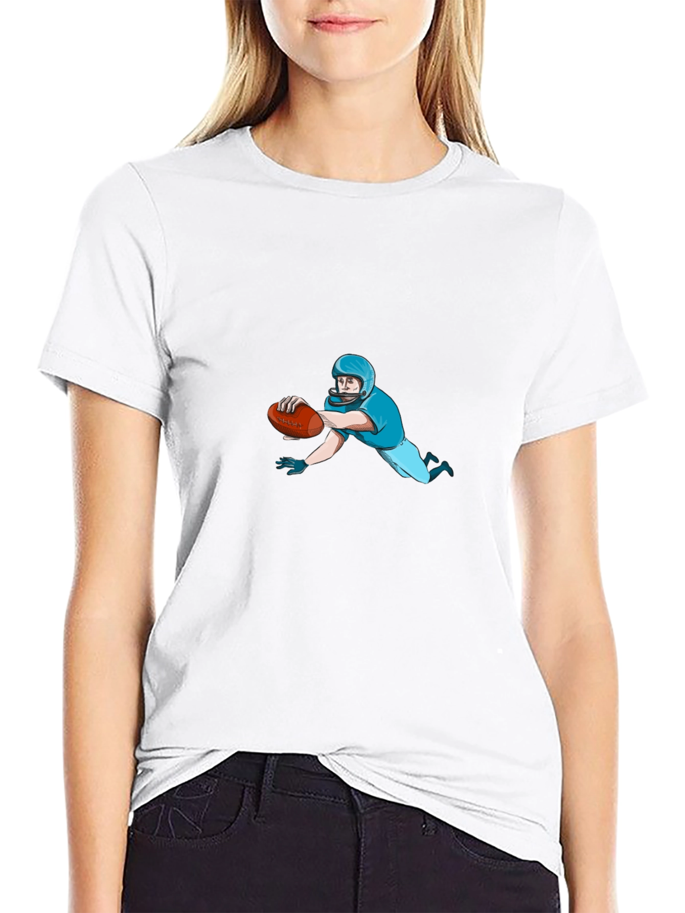 Football Player Black T-Shirt