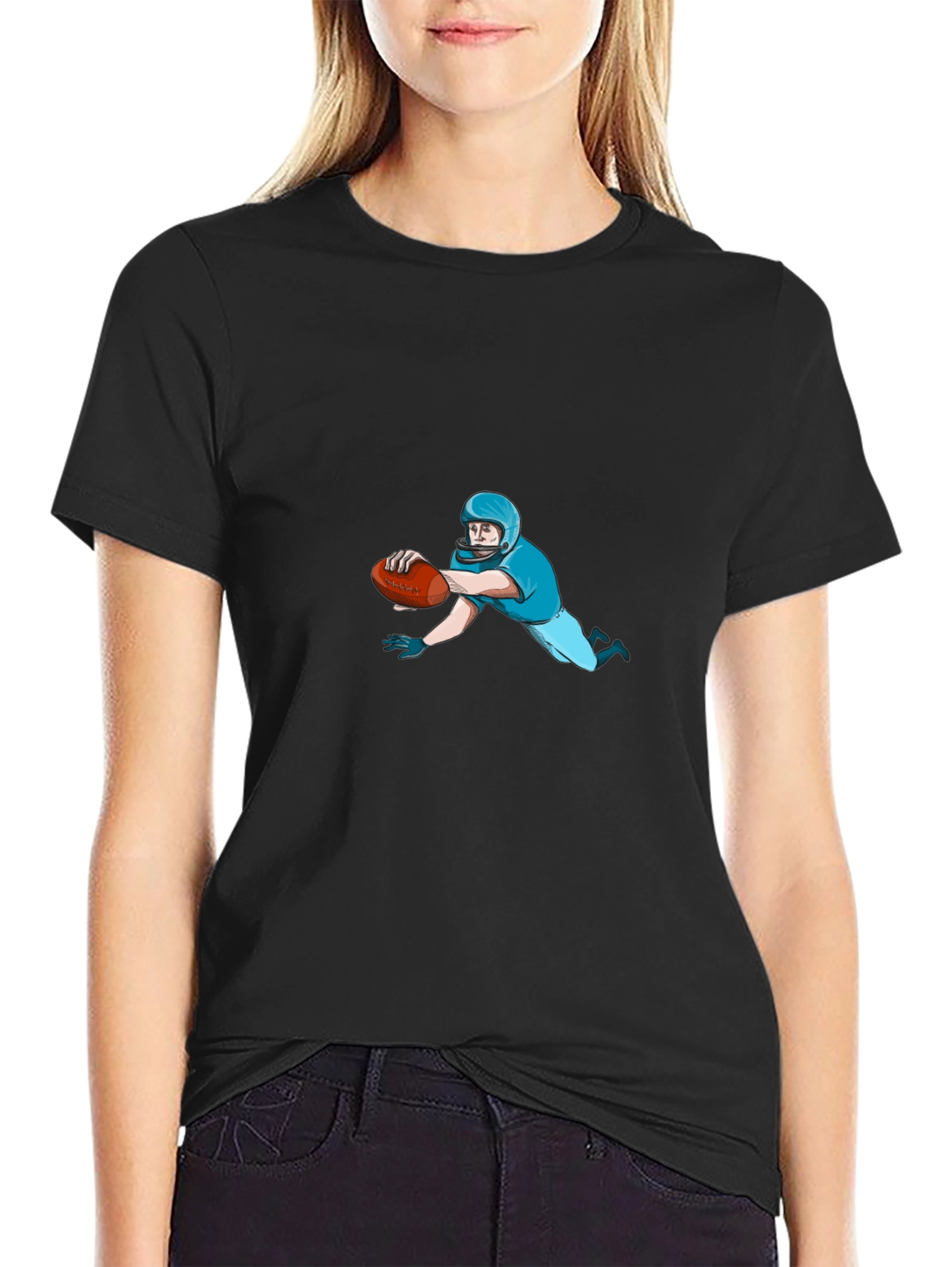 Football Player Black T-Shirt