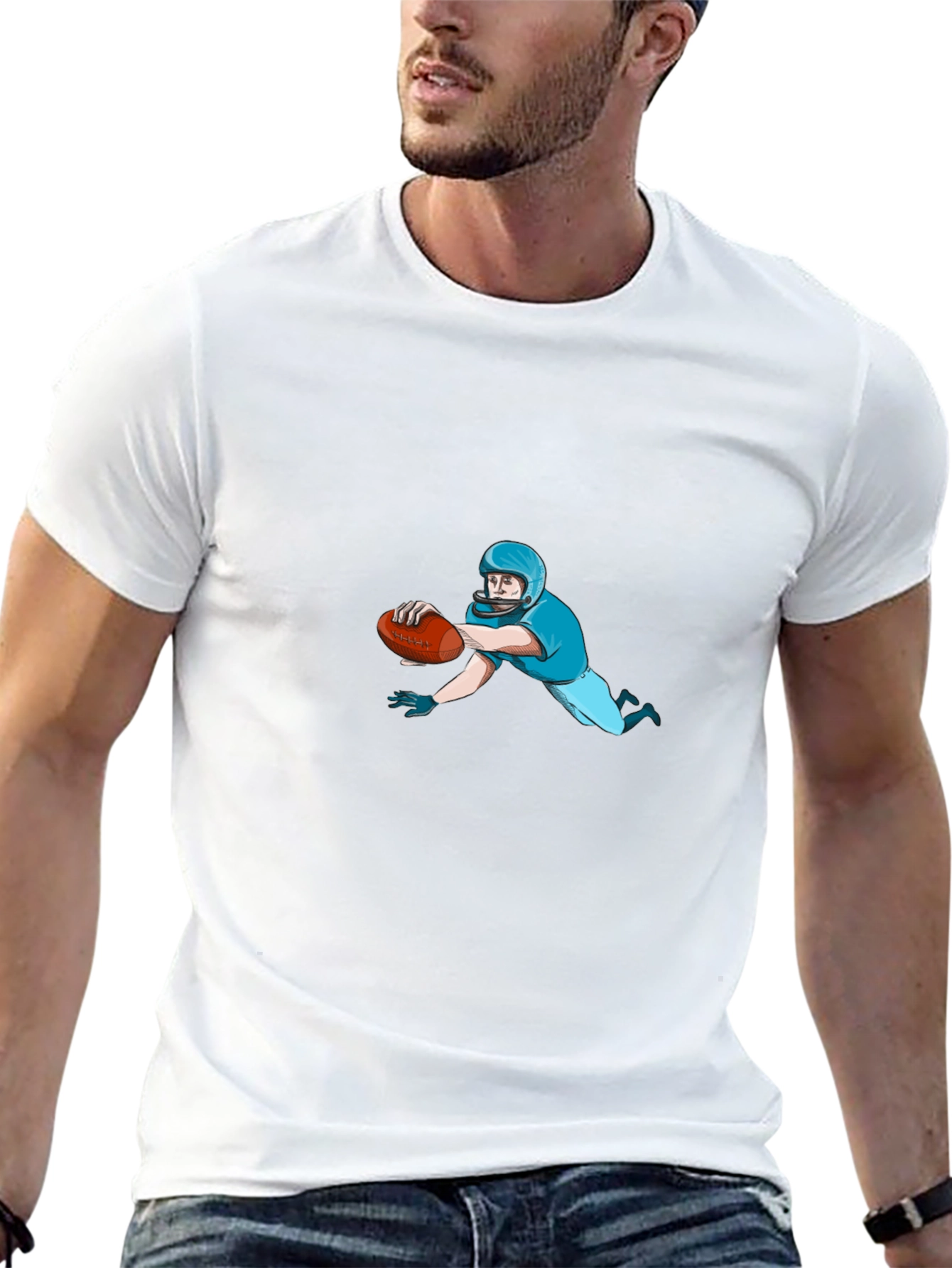 Football Player Black T-Shirt