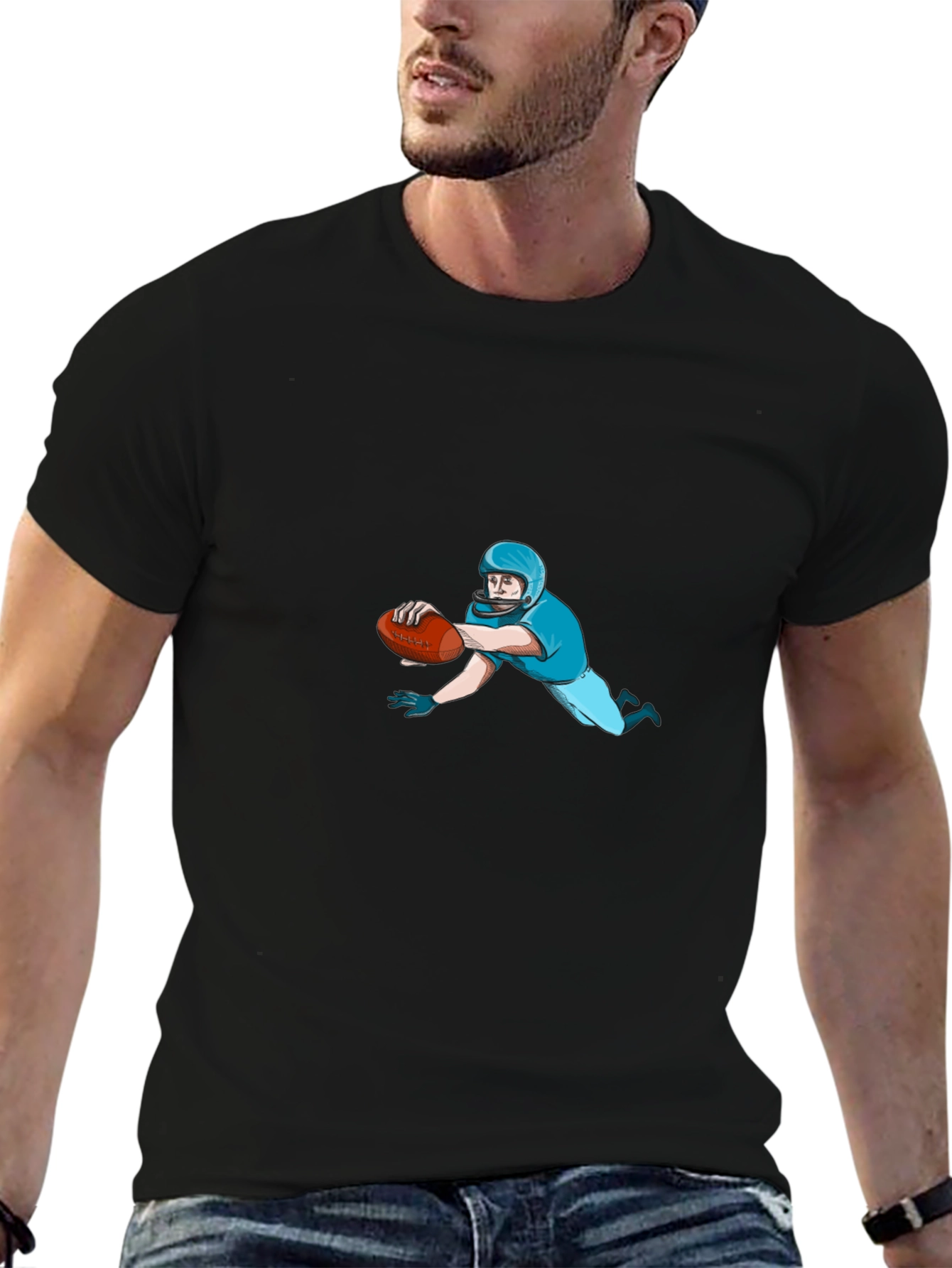 Football Player Black T-Shirt