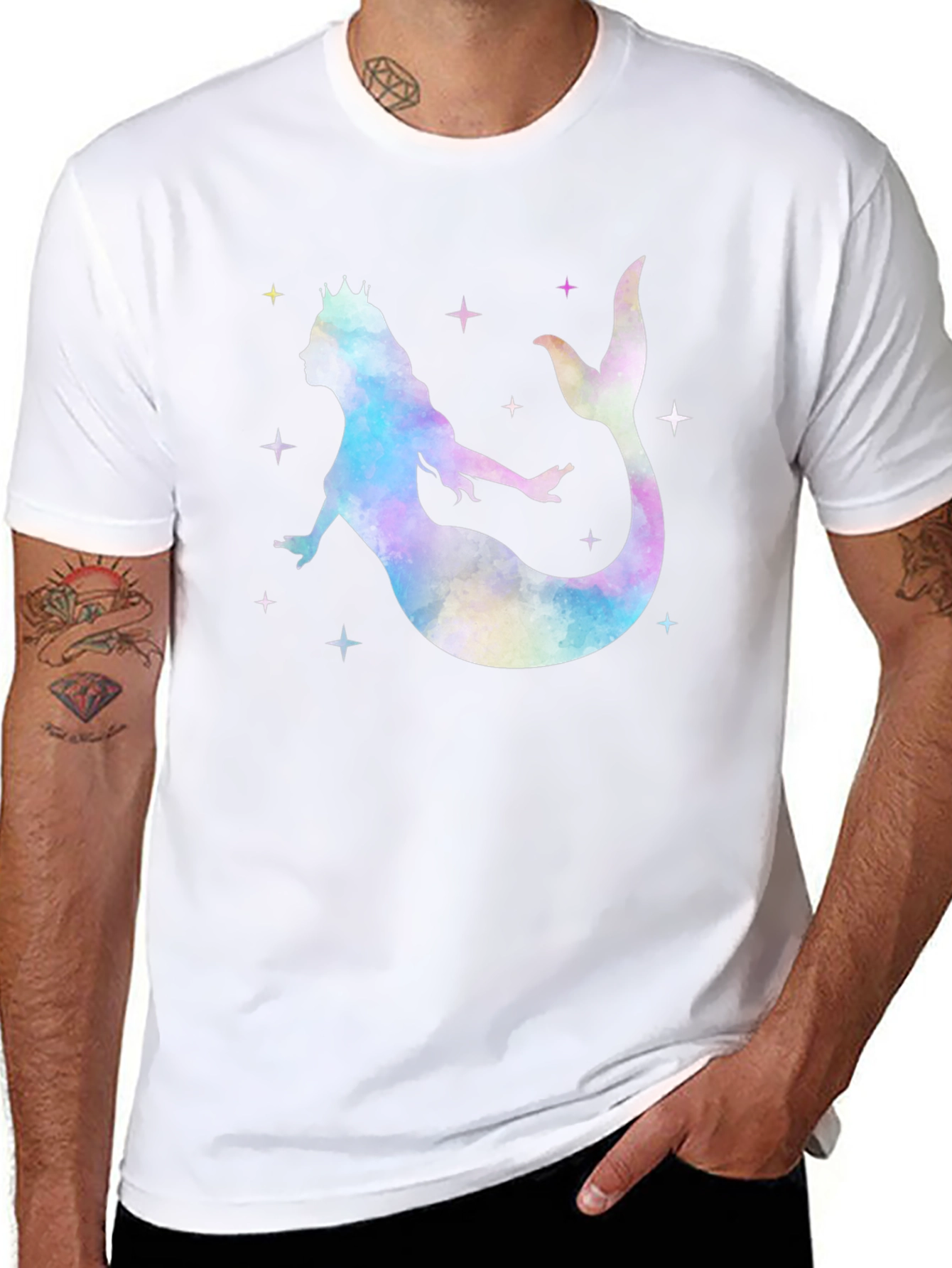 Mermaid Queen Graphic T-Shirt - Black