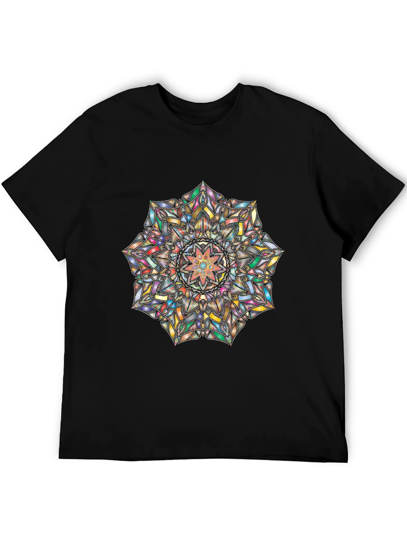 Mandala Art Graphic Tee - Black Casual T-Shirt