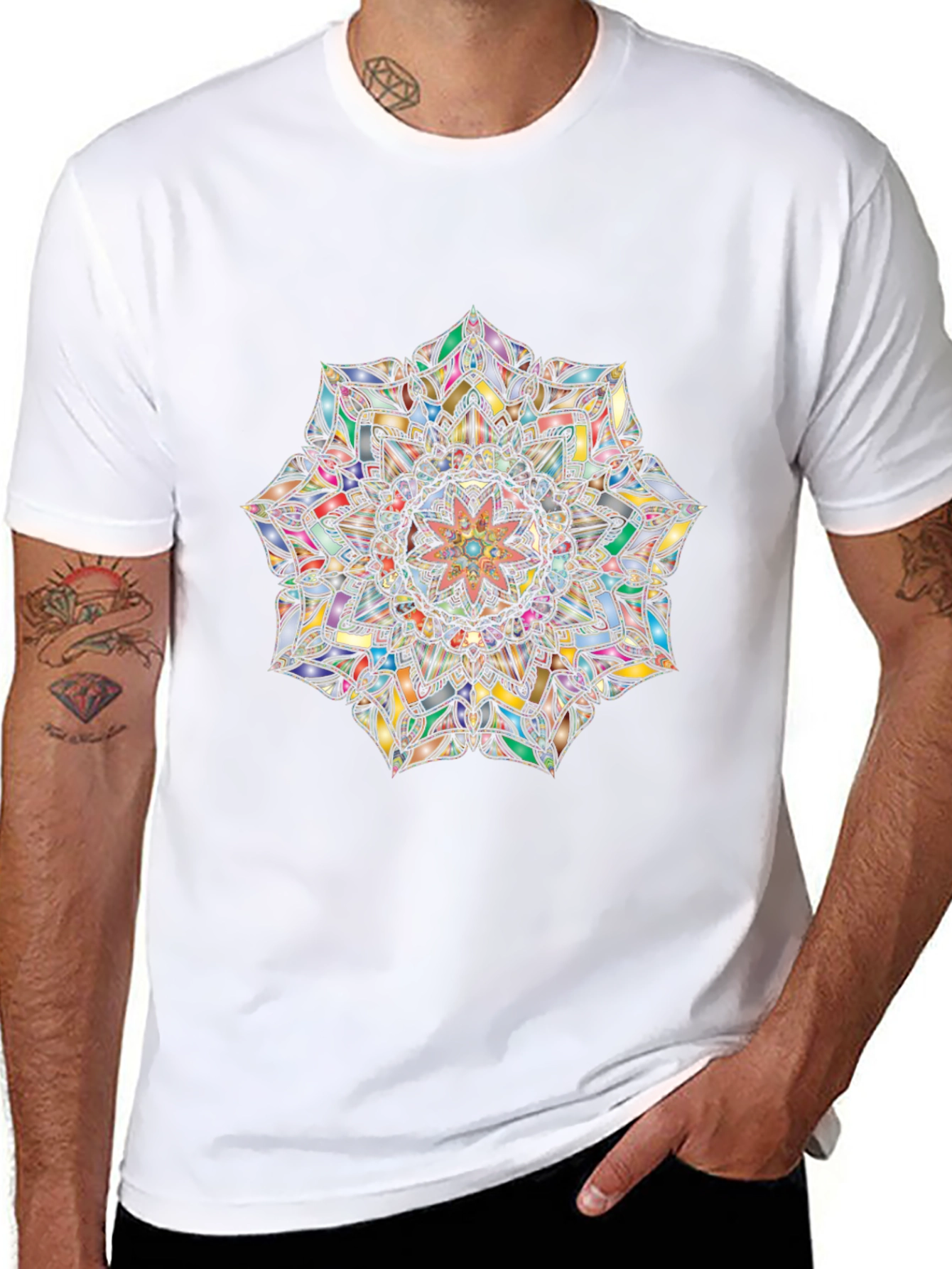 Mandala Art Graphic Tee - Black Casual T-Shirt