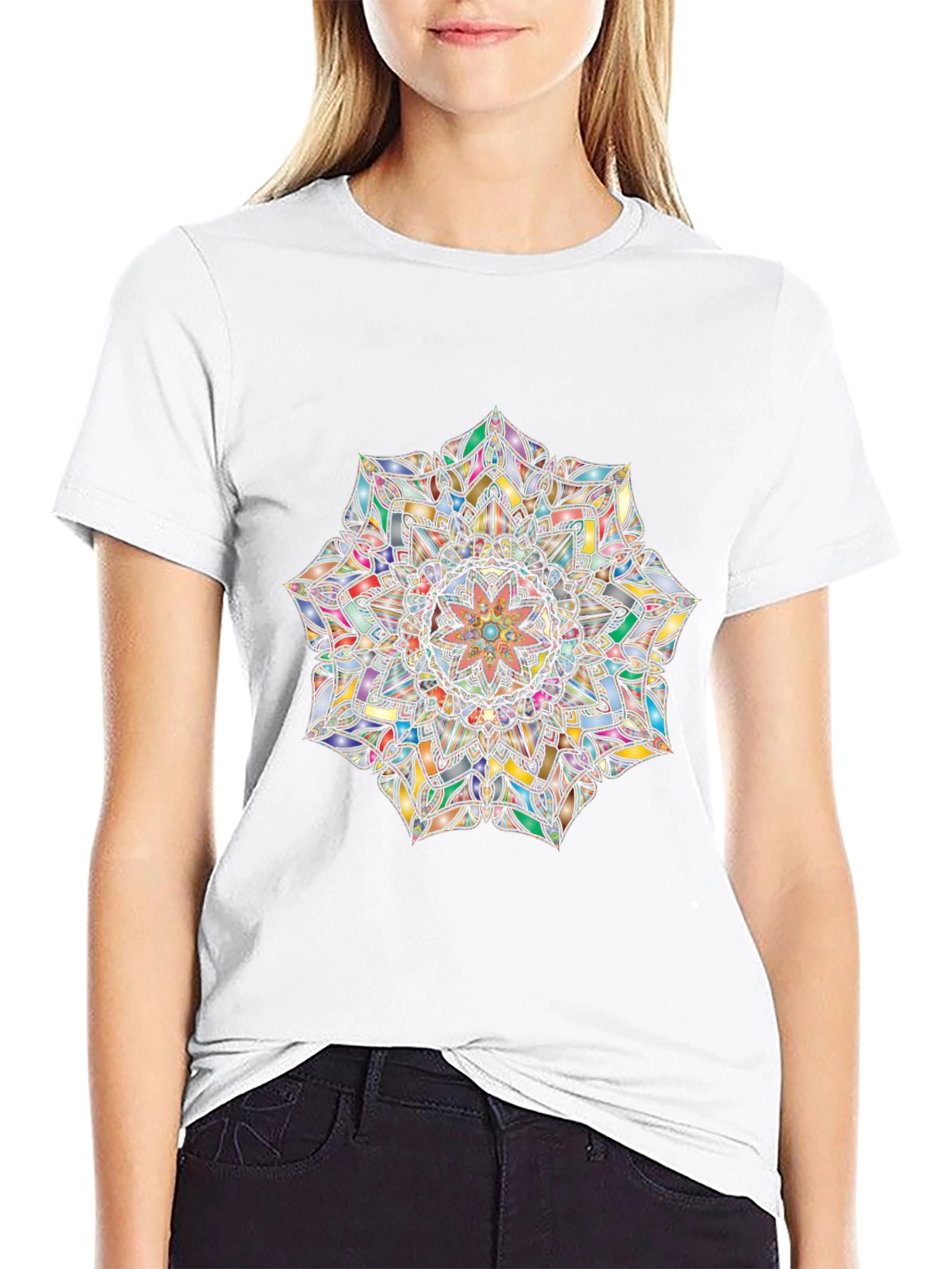 Mandala Art Graphic Tee - Black Casual T-Shirt