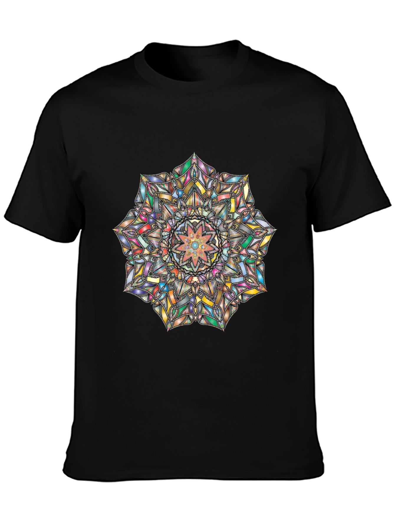 Mandala Art Graphic Tee - Black Casual T-Shirt