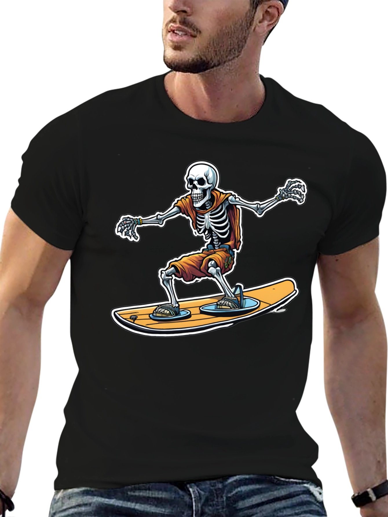 Skeleton Surfer Graphic T-Shirt
