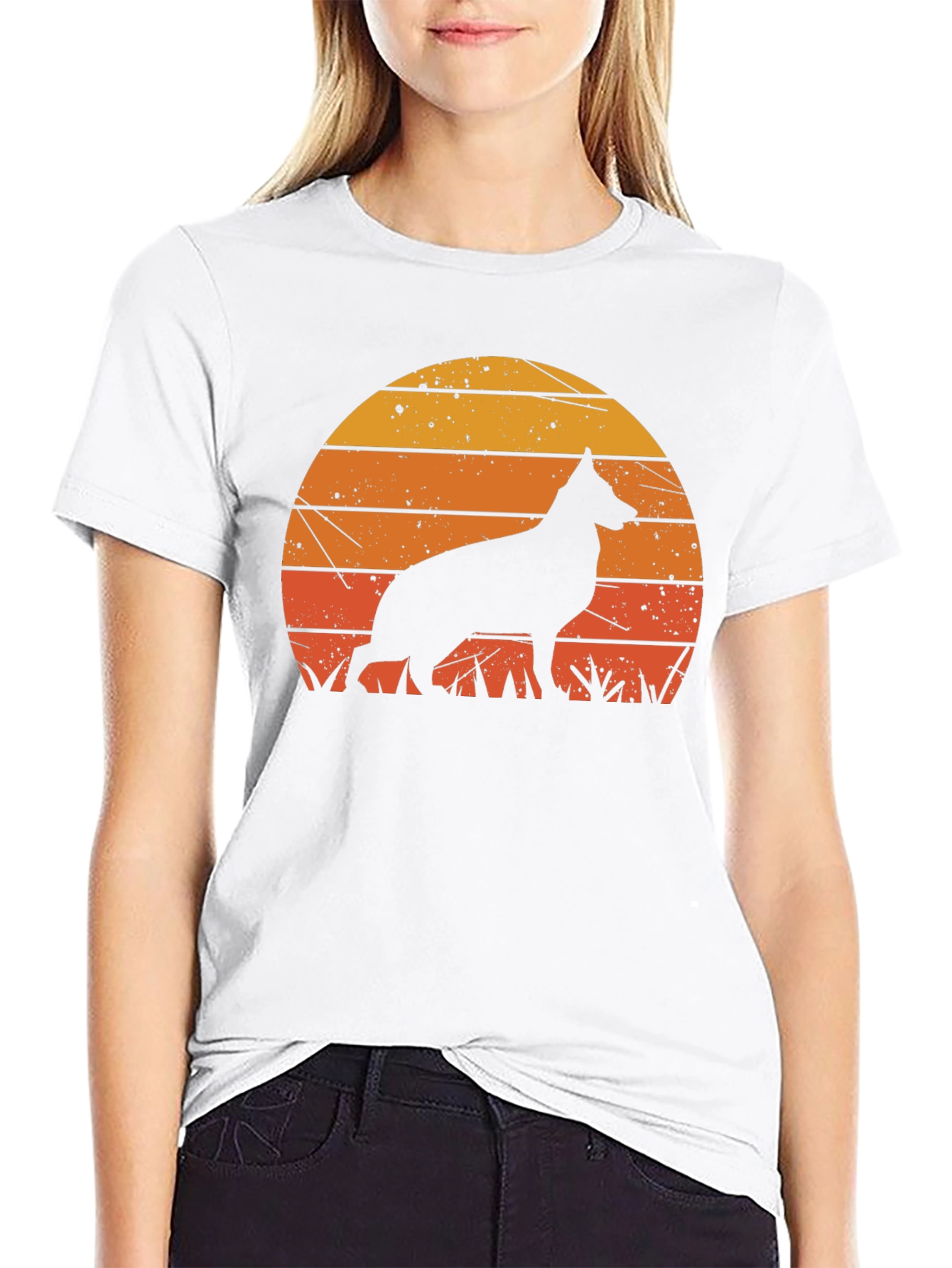 Retro German Shepherd Sunset T-Shirt