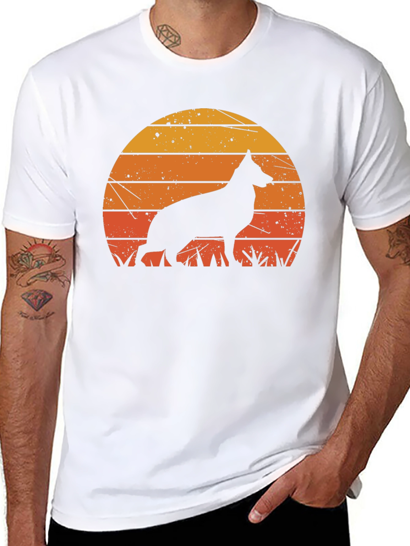 Retro German Shepherd Sunset T-Shirt