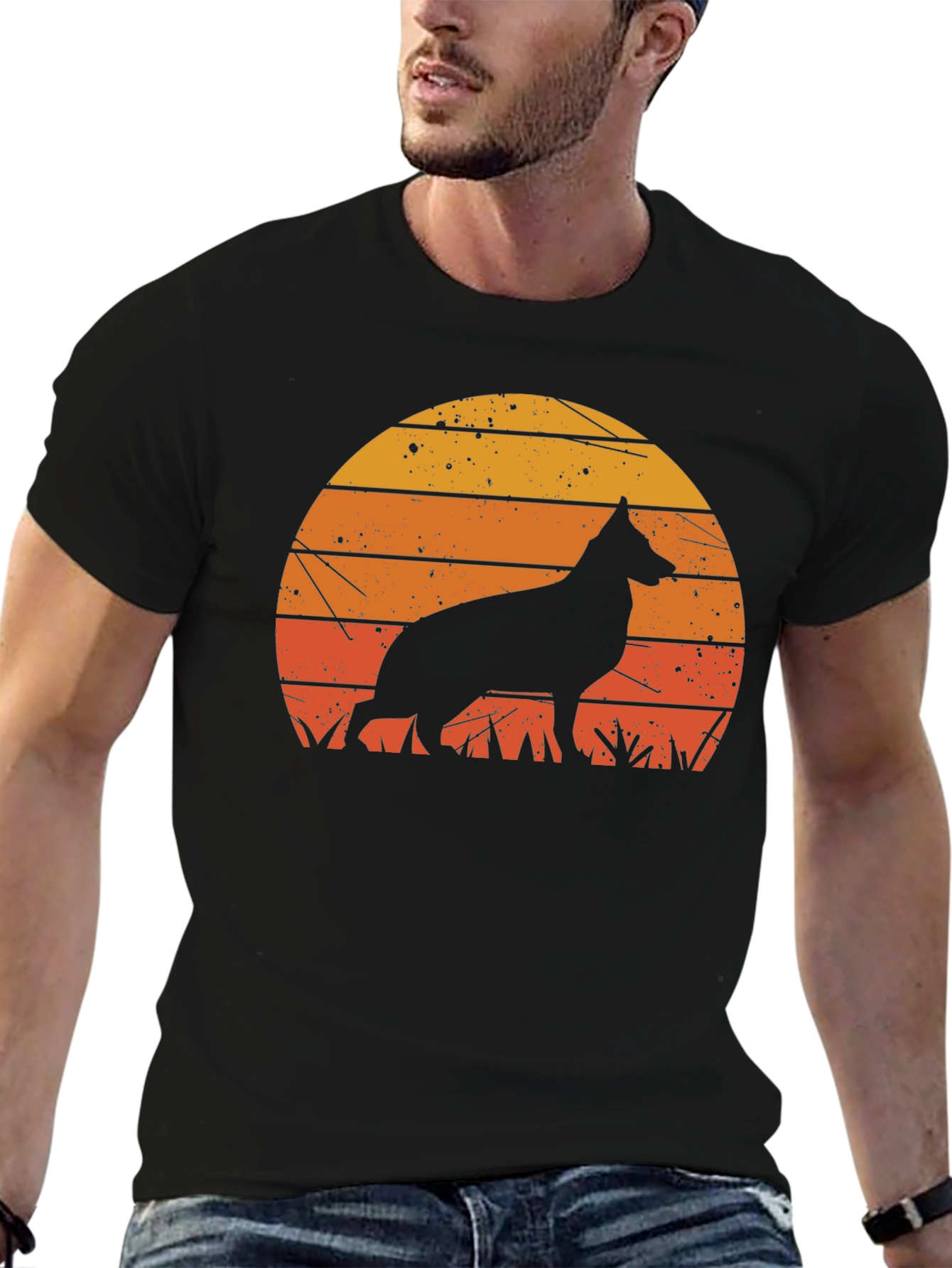 Retro German Shepherd Sunset T-Shirt