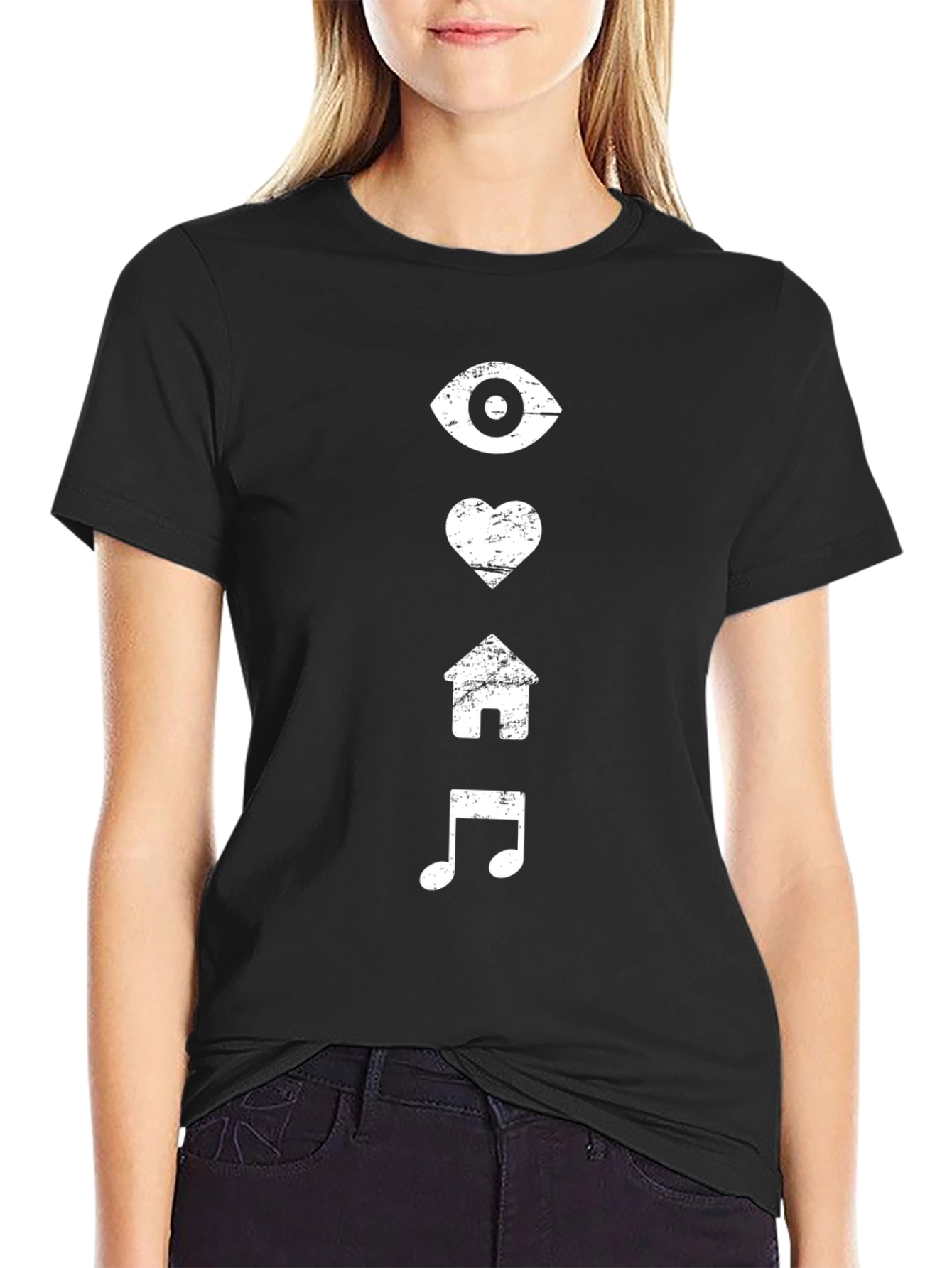 Eye Heart Home Music Graphic Tee - Black