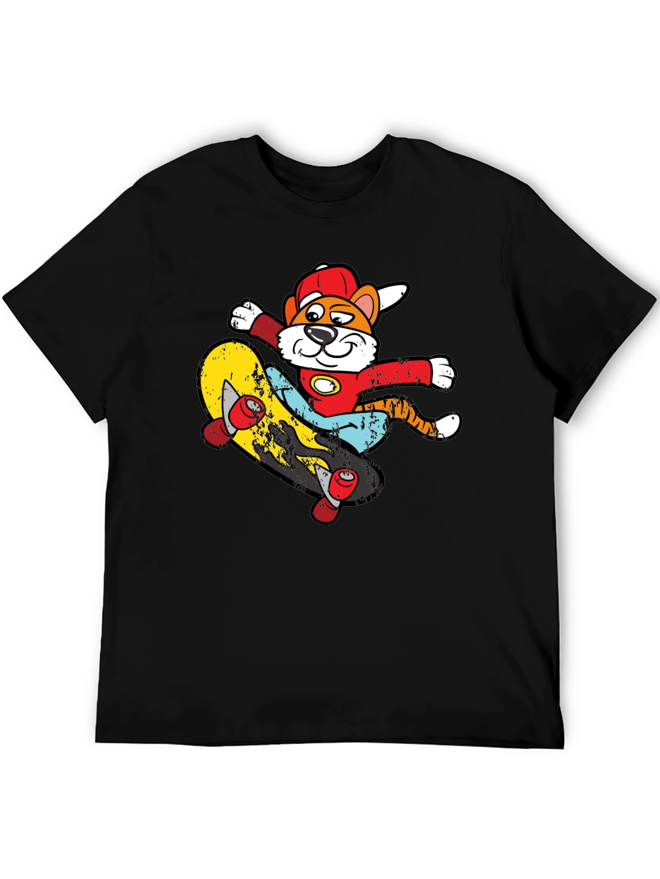 Cartoon Tiger Skateboarder Graphic Tee