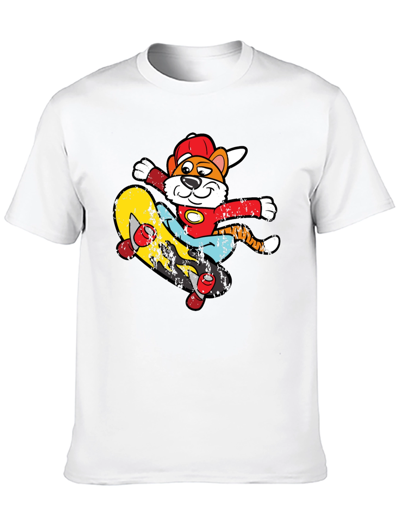 Cartoon Tiger Skateboarder Graphic Tee