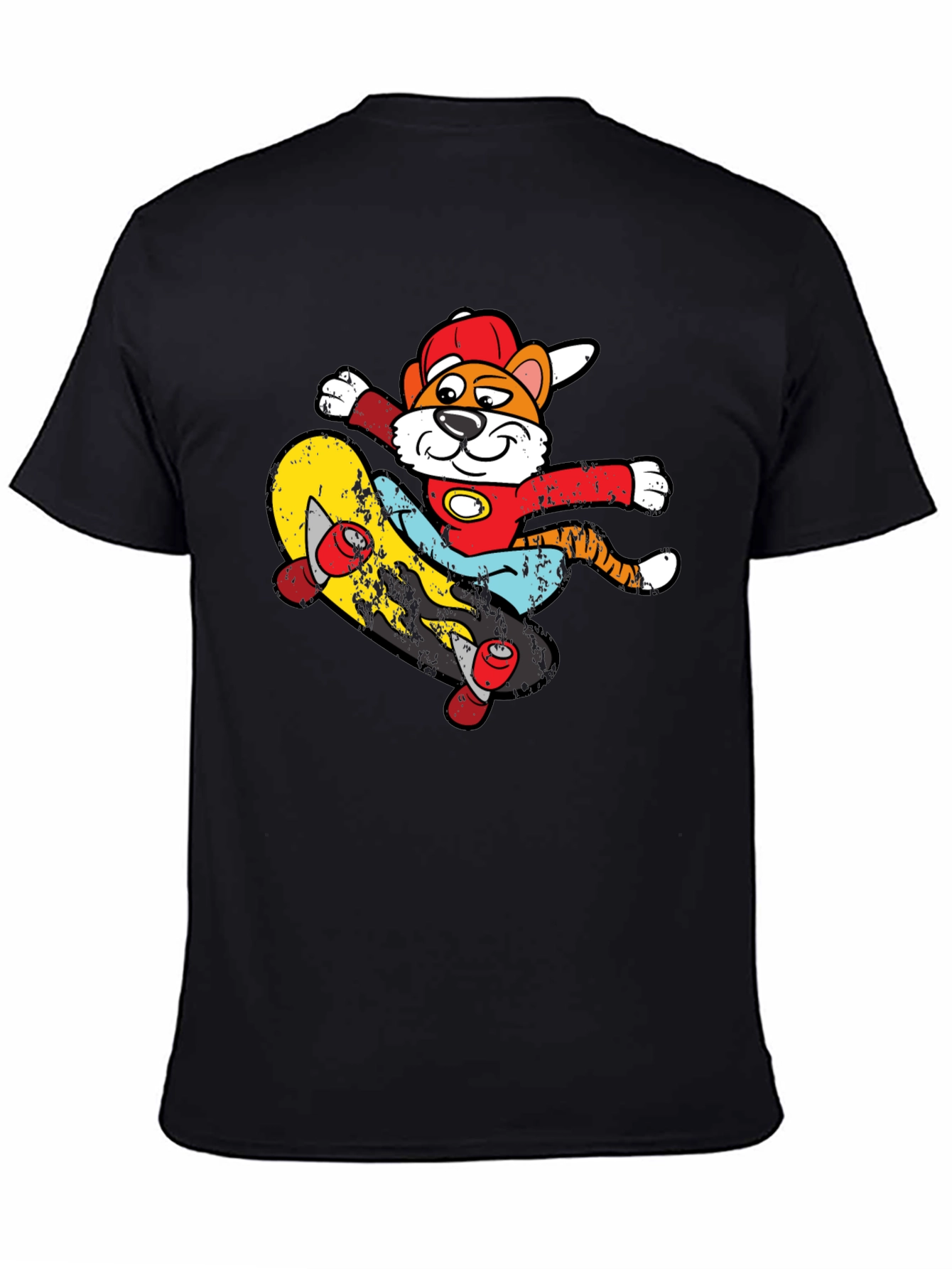 Cartoon Tiger Skateboarder Graphic Tee