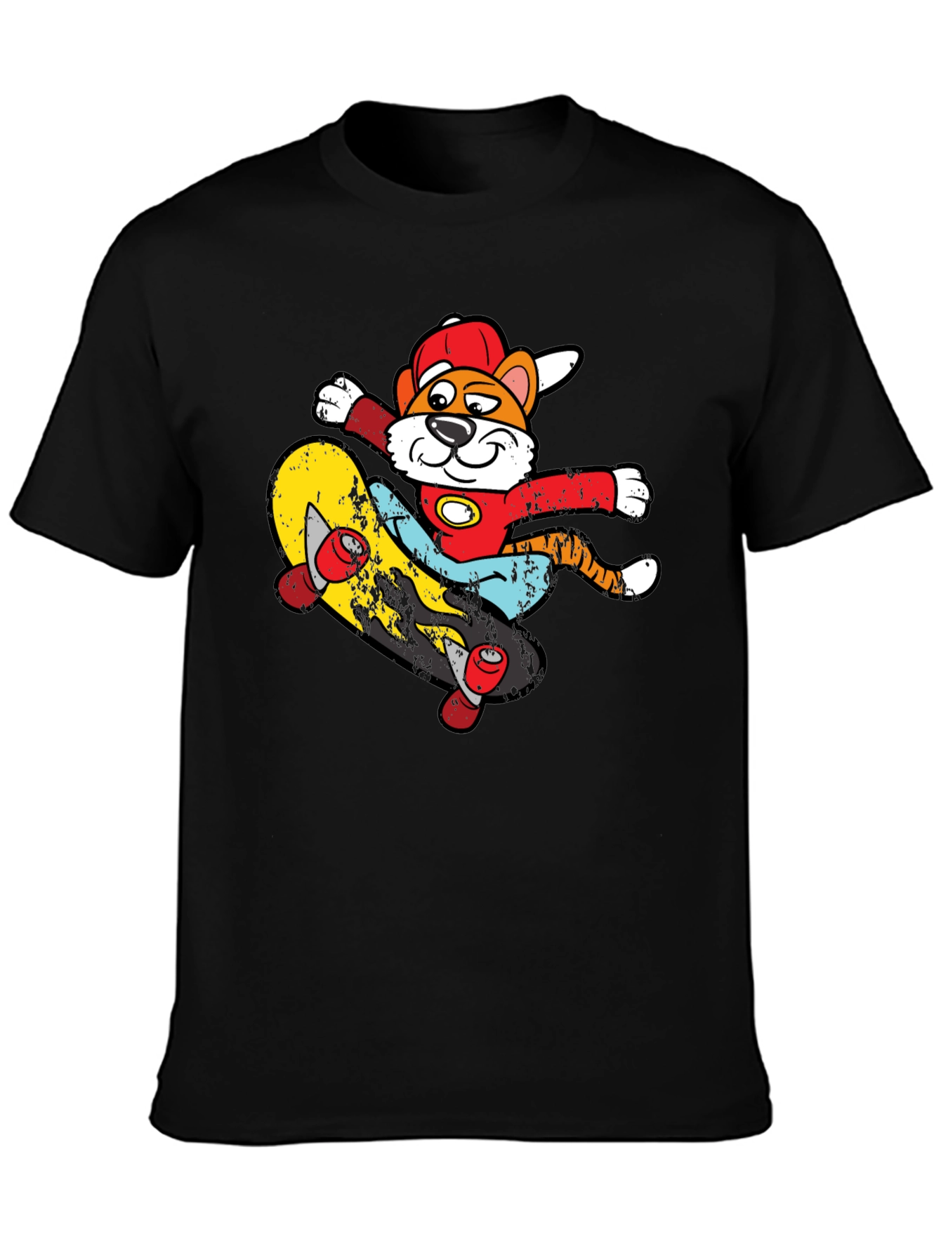 Cartoon Tiger Skateboarder Graphic Tee