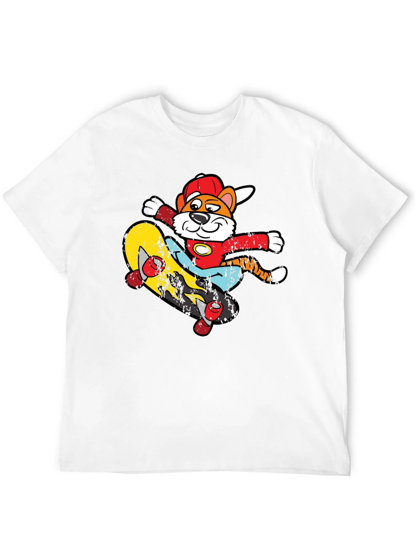 Cartoon Tiger Skateboarder Graphic Tee