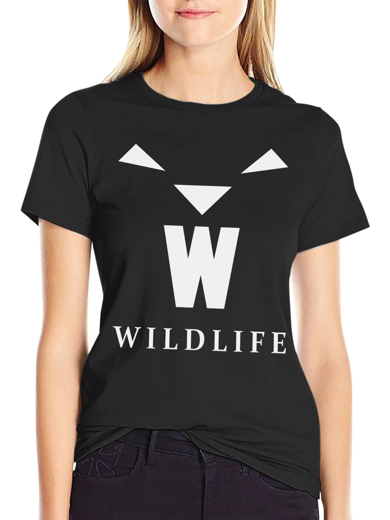 Wildlife Graphic Tee - Black Cotton T-Shirt