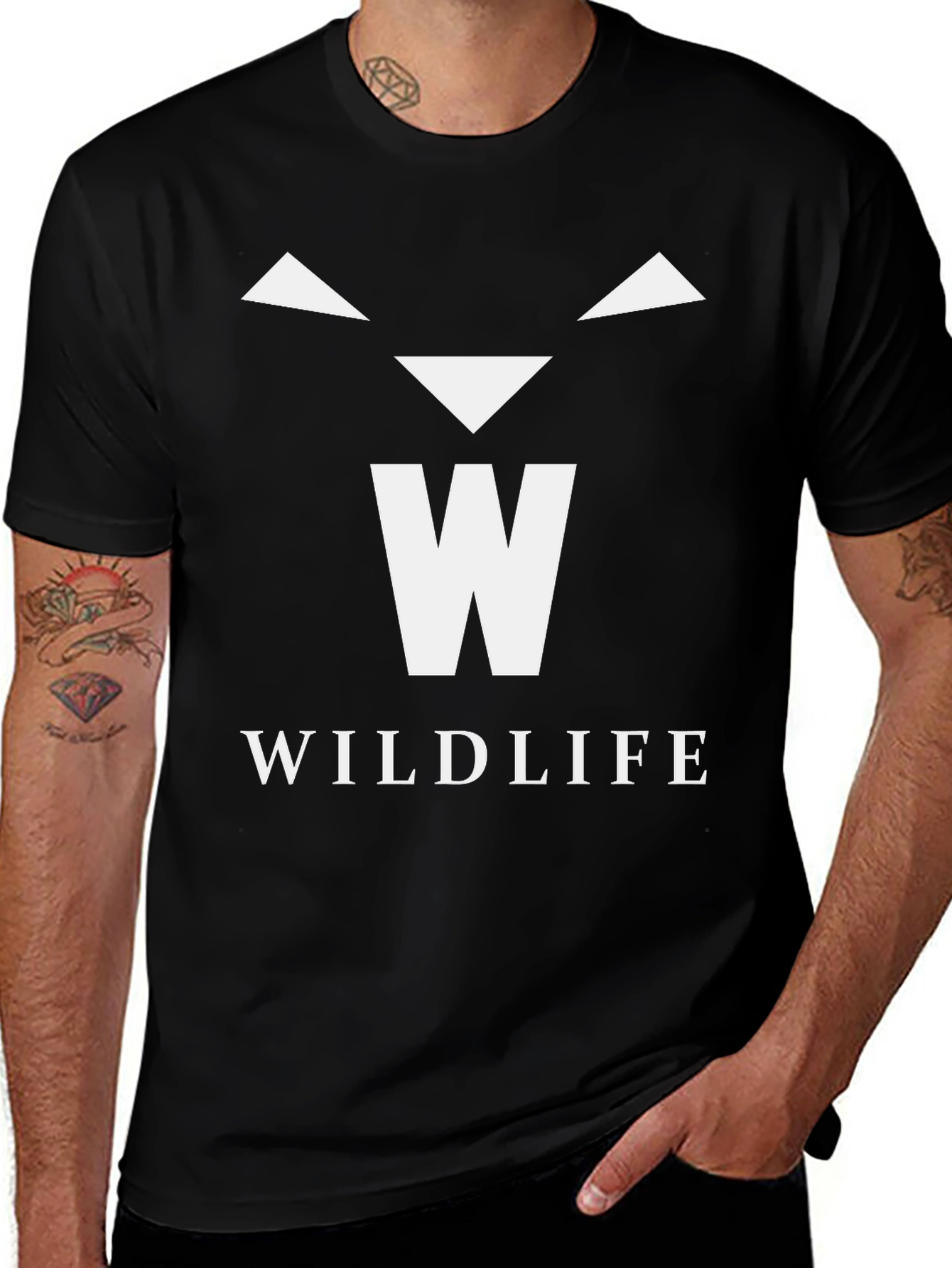 Wildlife Graphic Tee - Black Cotton T-Shirt