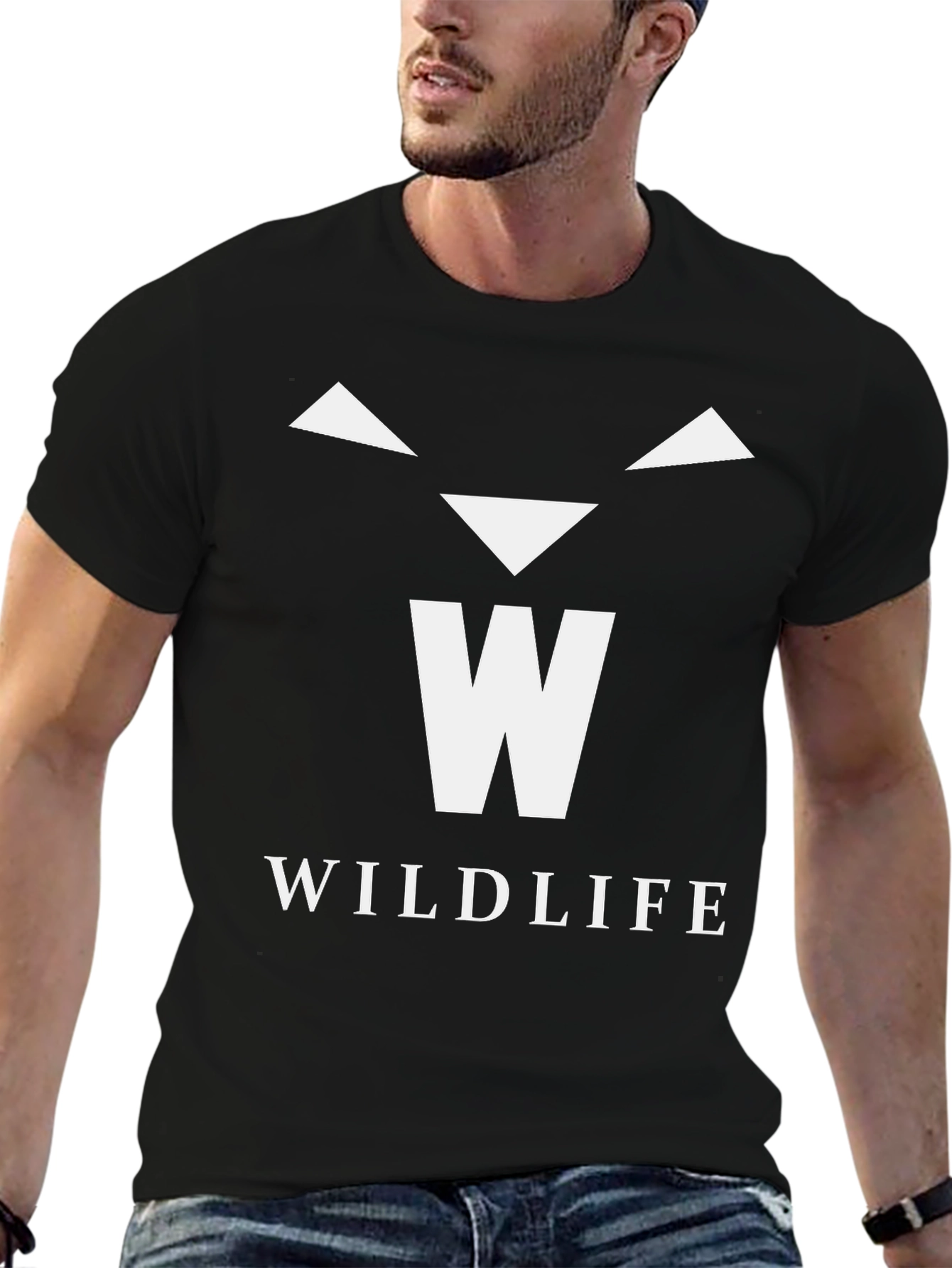 Wildlife Graphic Tee - Black Cotton T-Shirt