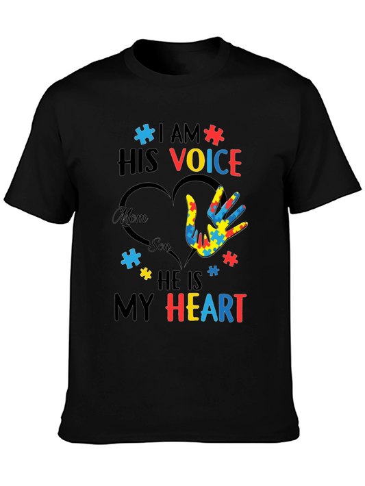 Autism Awareness T-Shirt: I am His Voice He is My Heart