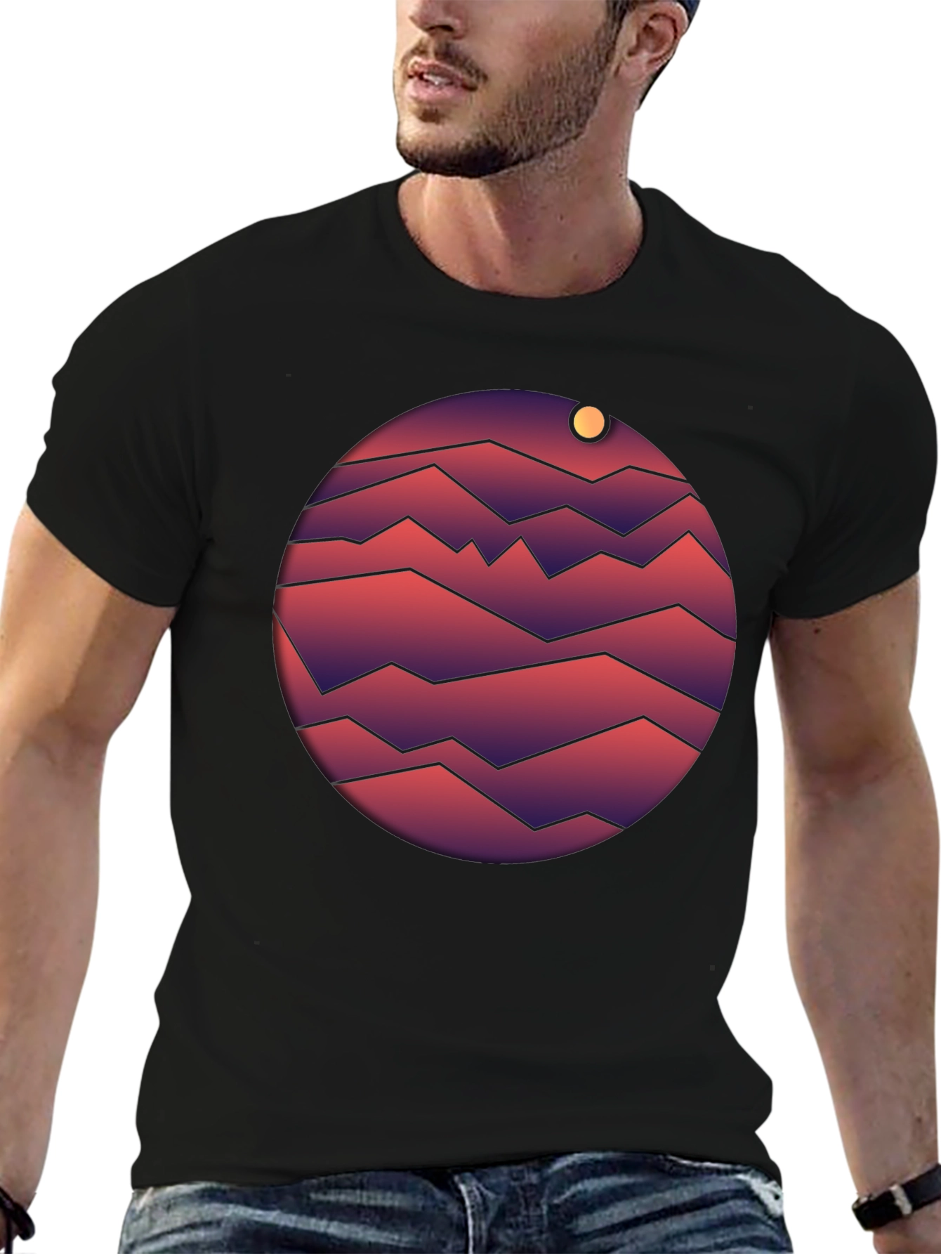 Geometric Planet T-Shirt - Retro Style