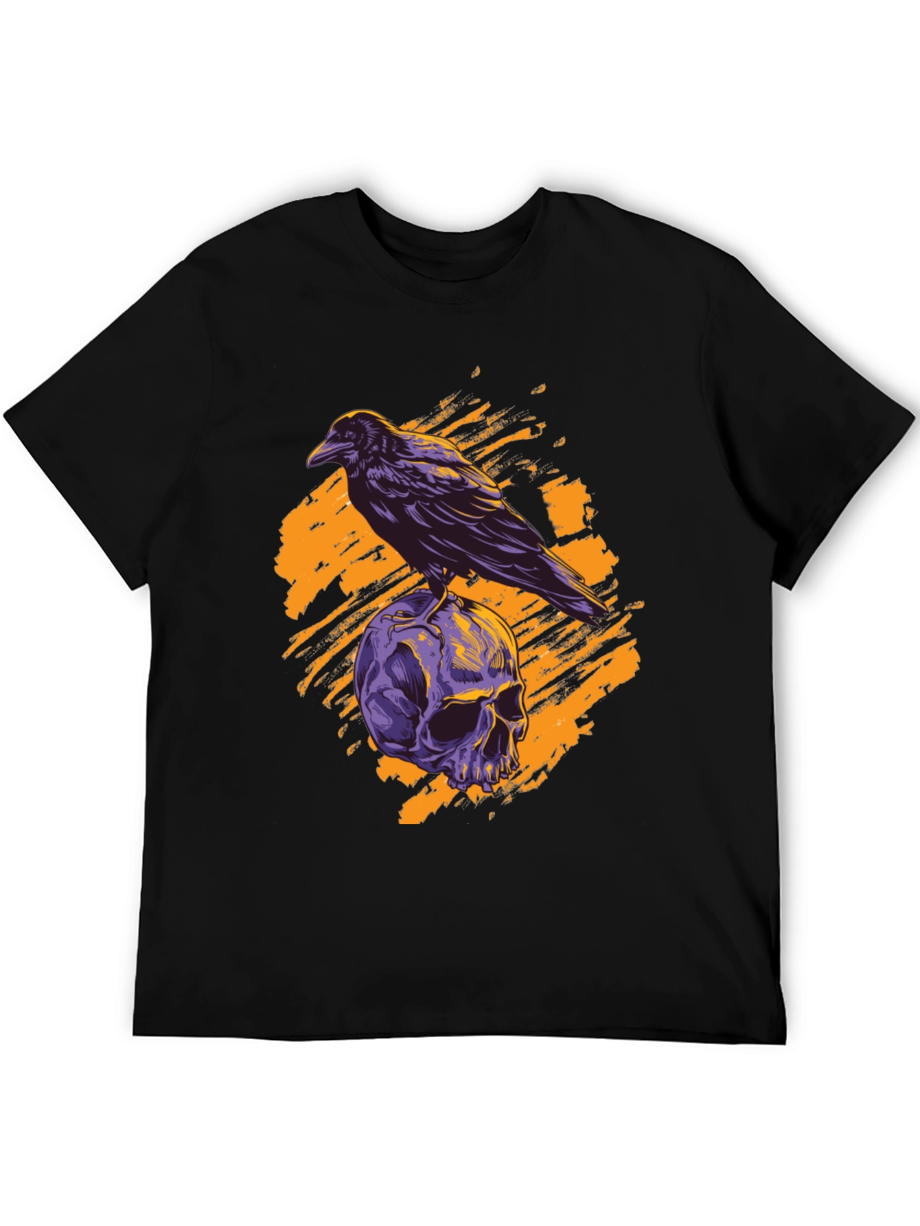 Raven Skull Graphic Tee - Gothic Style