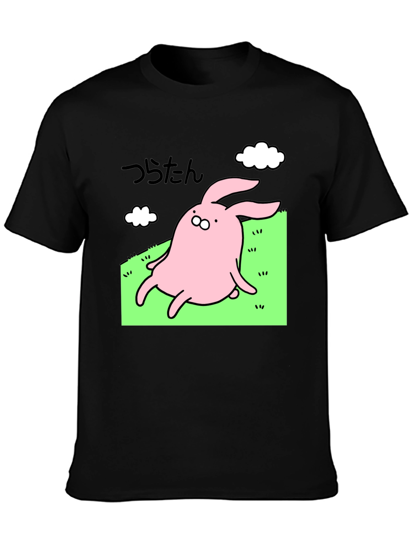 Cute Bunny Graphic Black T-Shirt - Whimsical Style