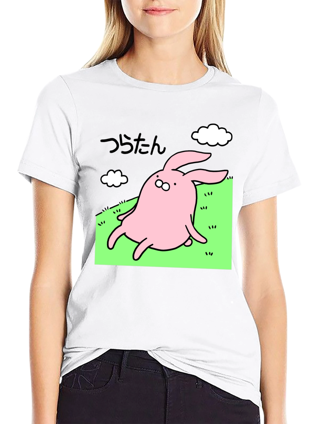 Cute Bunny Graphic Black T-Shirt - Whimsical Style
