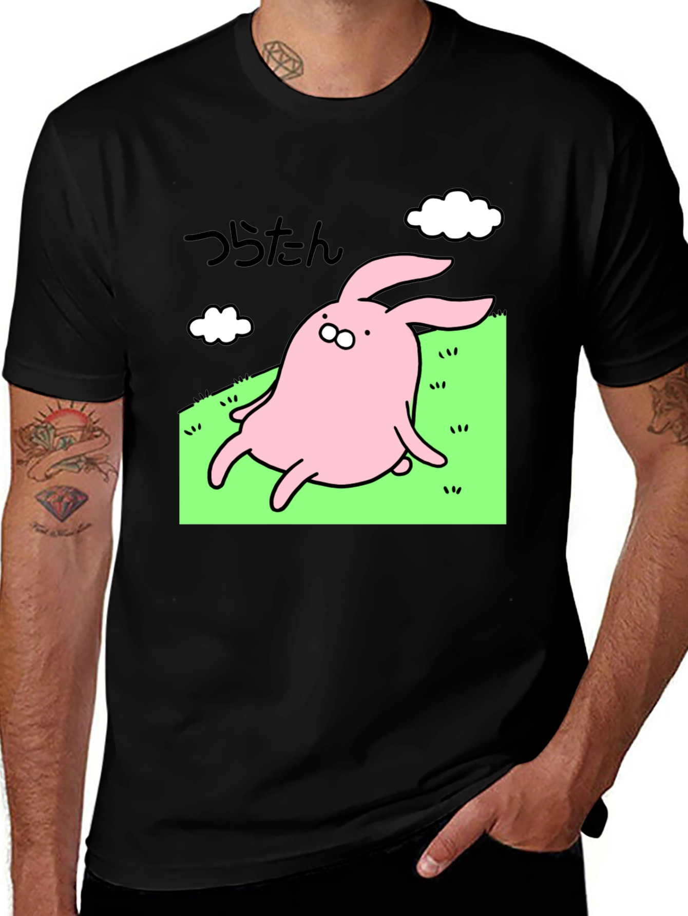 Cute Bunny Graphic Black T-Shirt - Whimsical Style