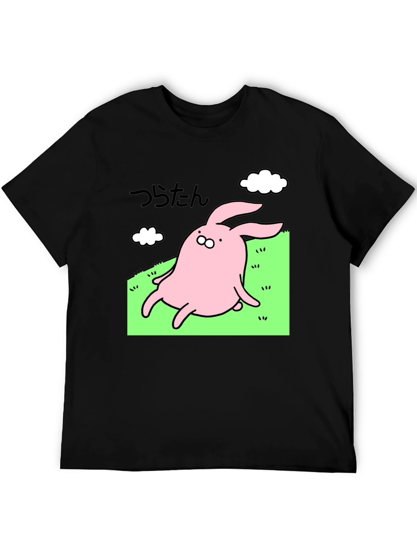 Cute Bunny Graphic Black T-Shirt - Whimsical Style