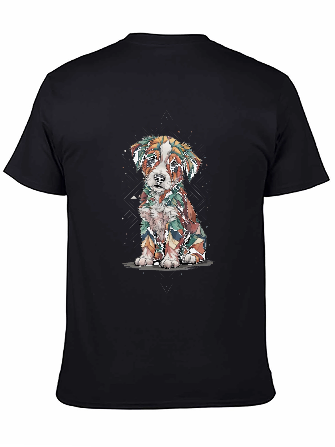 Abstract Puppy Graphic Tee - Stylish Black Shirt