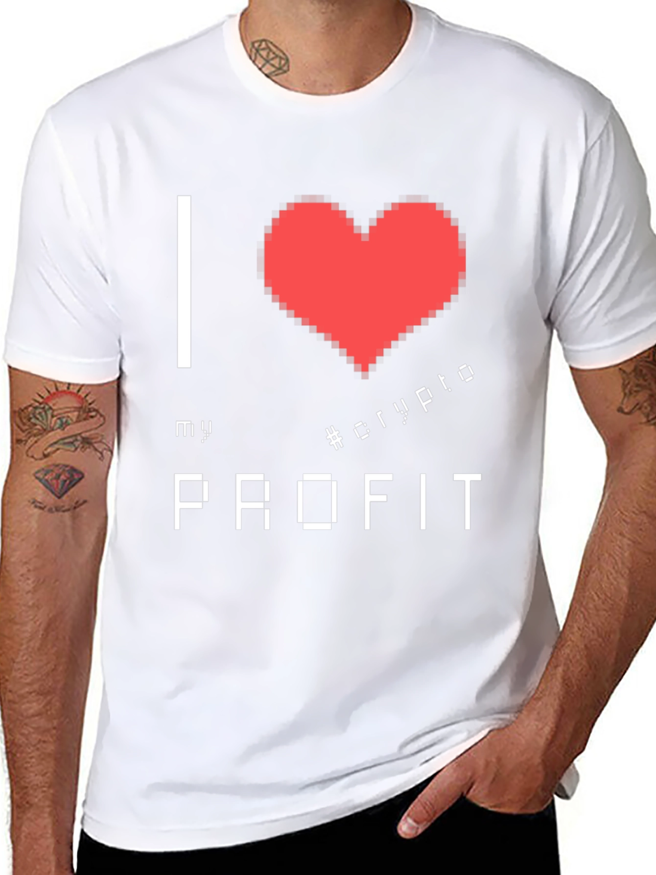 I Love Crypto Profit Graphic Tee - Black Cotton