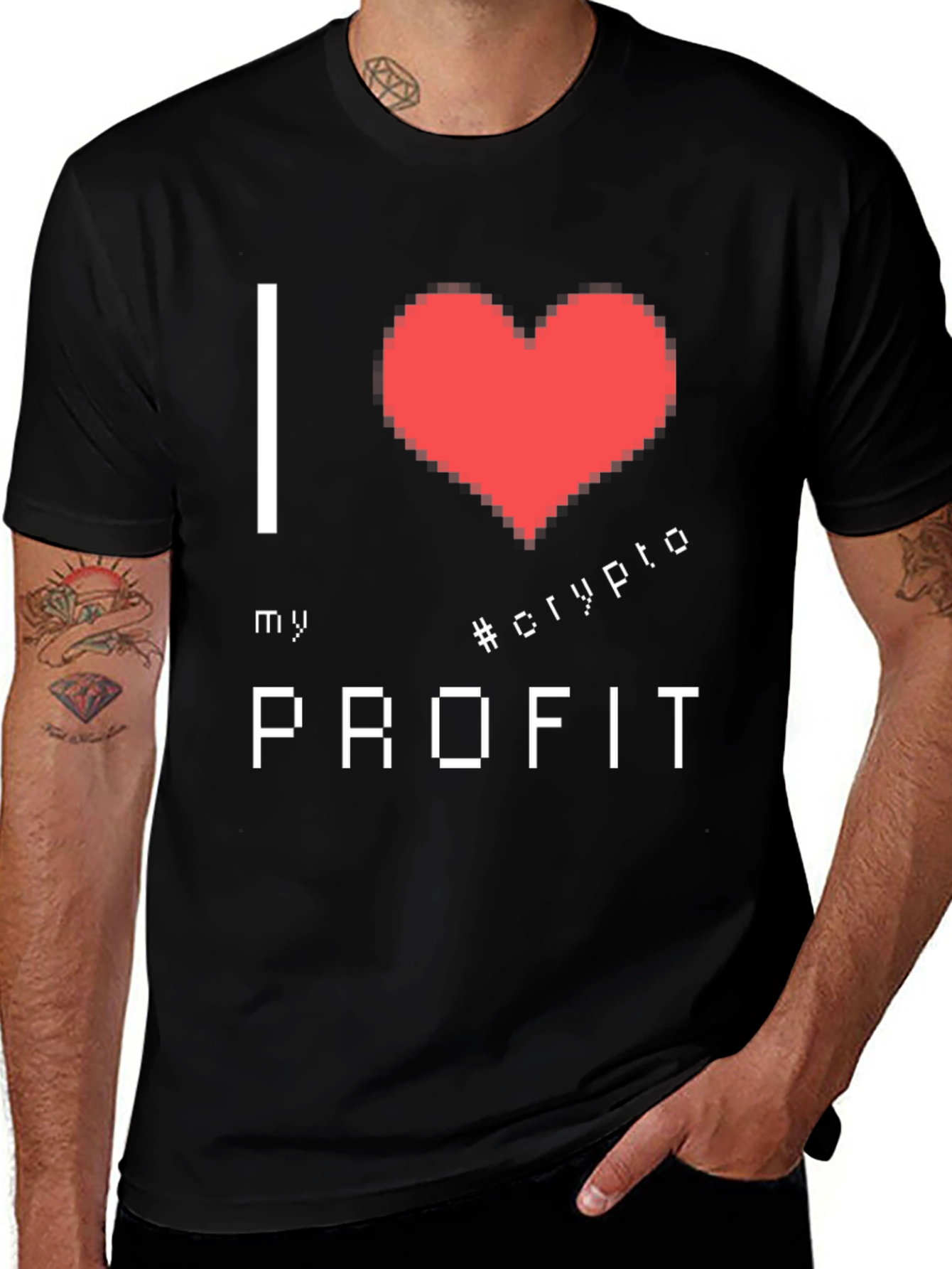 I Love Crypto Profit Graphic Tee - Black Cotton