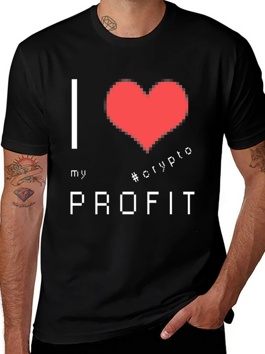 I Love Crypto Profit Graphic Tee - Black Cotton