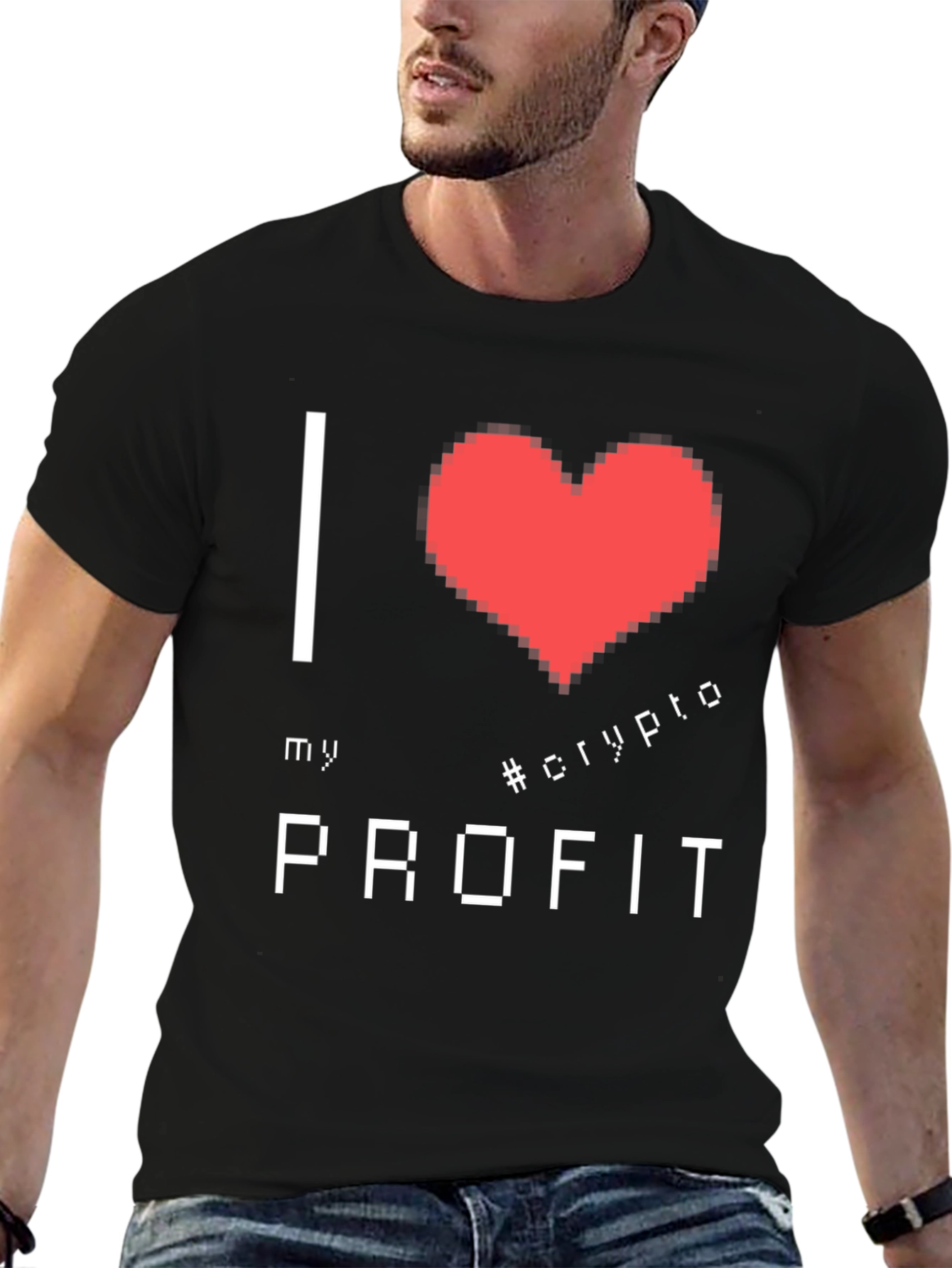 I Love Crypto Profit Graphic Tee - Black Cotton