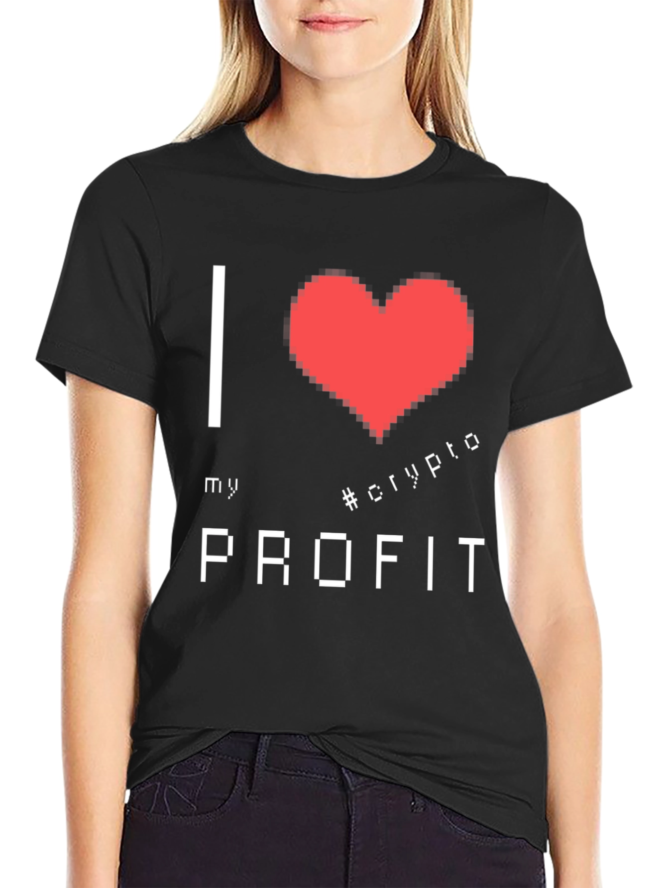I Love Crypto Profit Graphic Tee - Black Cotton