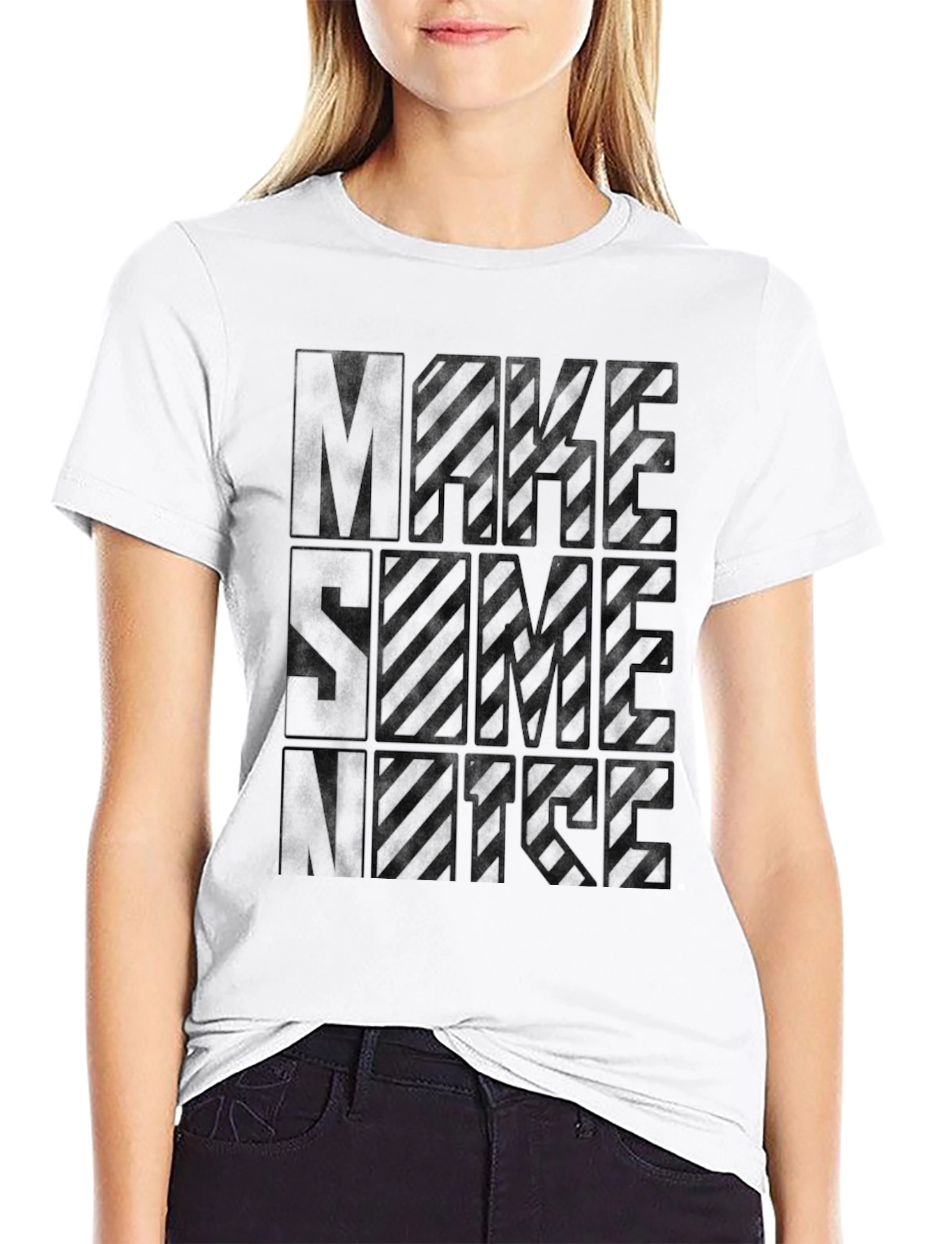 Make Some Noise Graphic Tee - Black Crew Neck