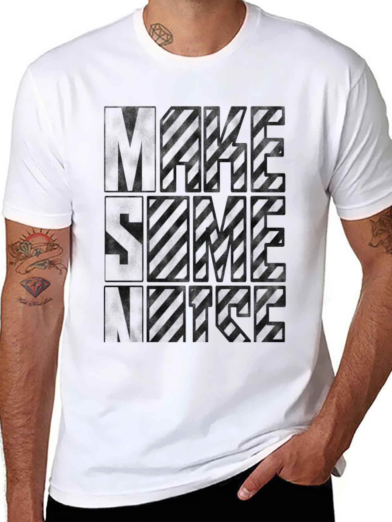 Make Some Noise Graphic Tee - Black Crew Neck
