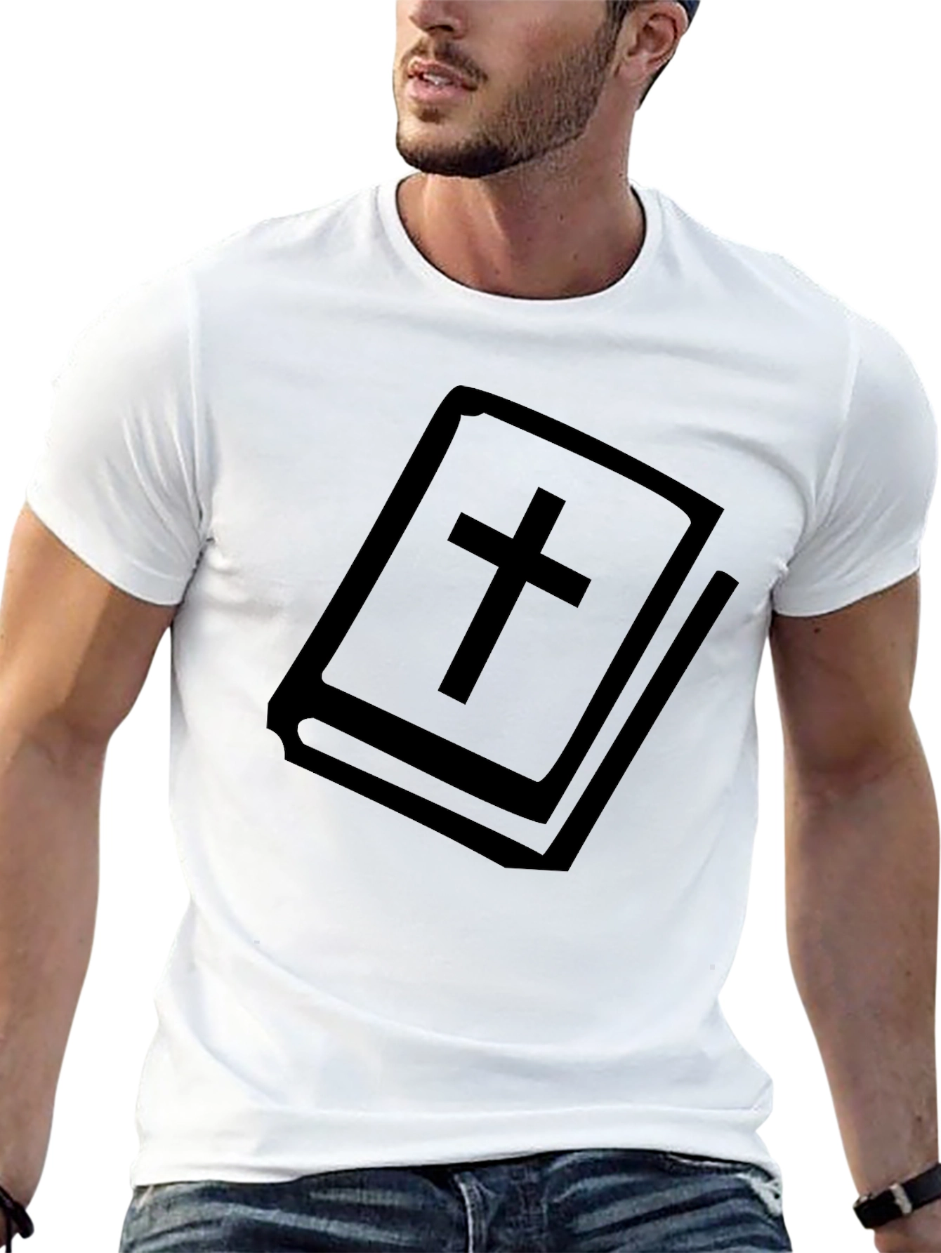 Bible Cross Graphic T-Shirt - Christian Faith Tee