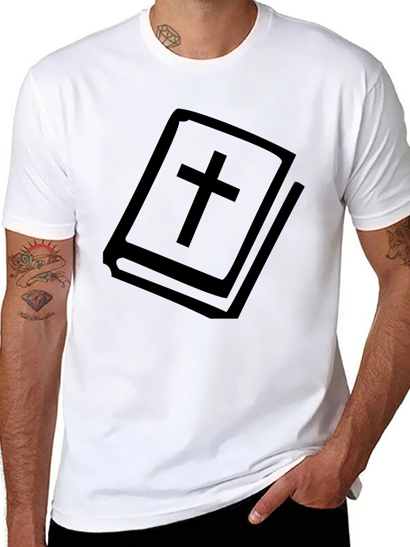Bible Cross Graphic T-Shirt - Christian Faith Tee