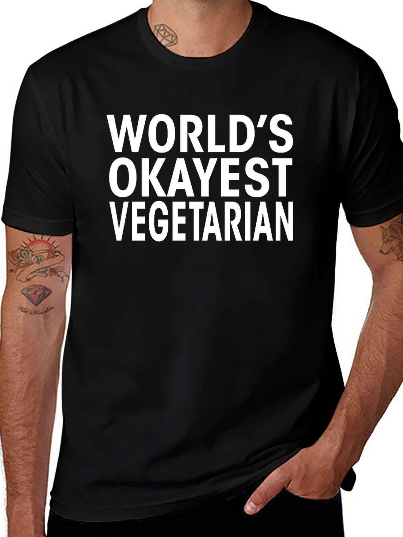 Worlds Okayest Vegetarian T-Shirt - Funny Vegan Tee