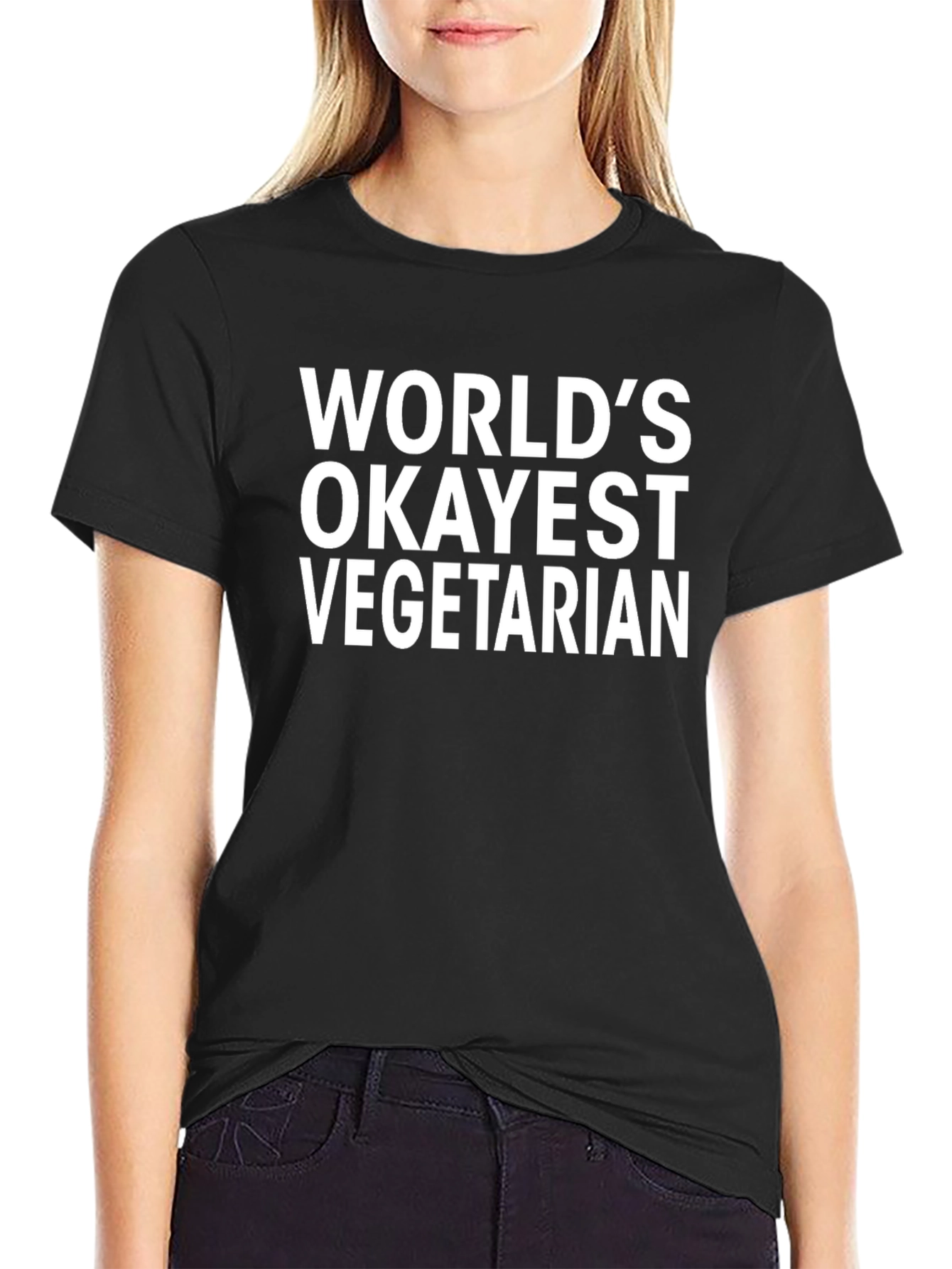 Worlds Okayest Vegetarian T-Shirt - Funny Vegan Tee